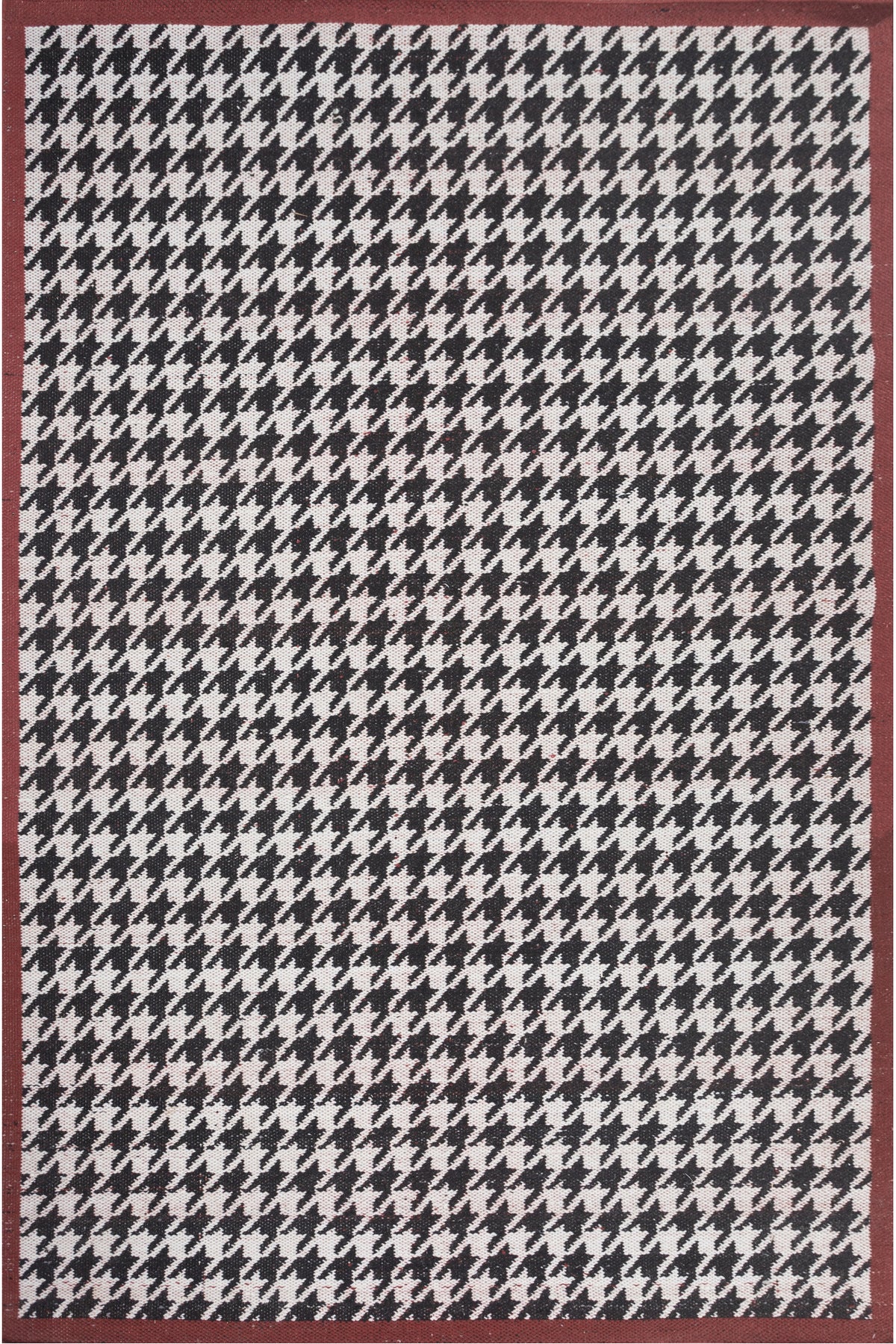 Jaipur Rugs Soft Houndstooth 6X9 Feet Rug| Ebony & Undyed White Hand Knotted Dhurrie Carpet For Living Room