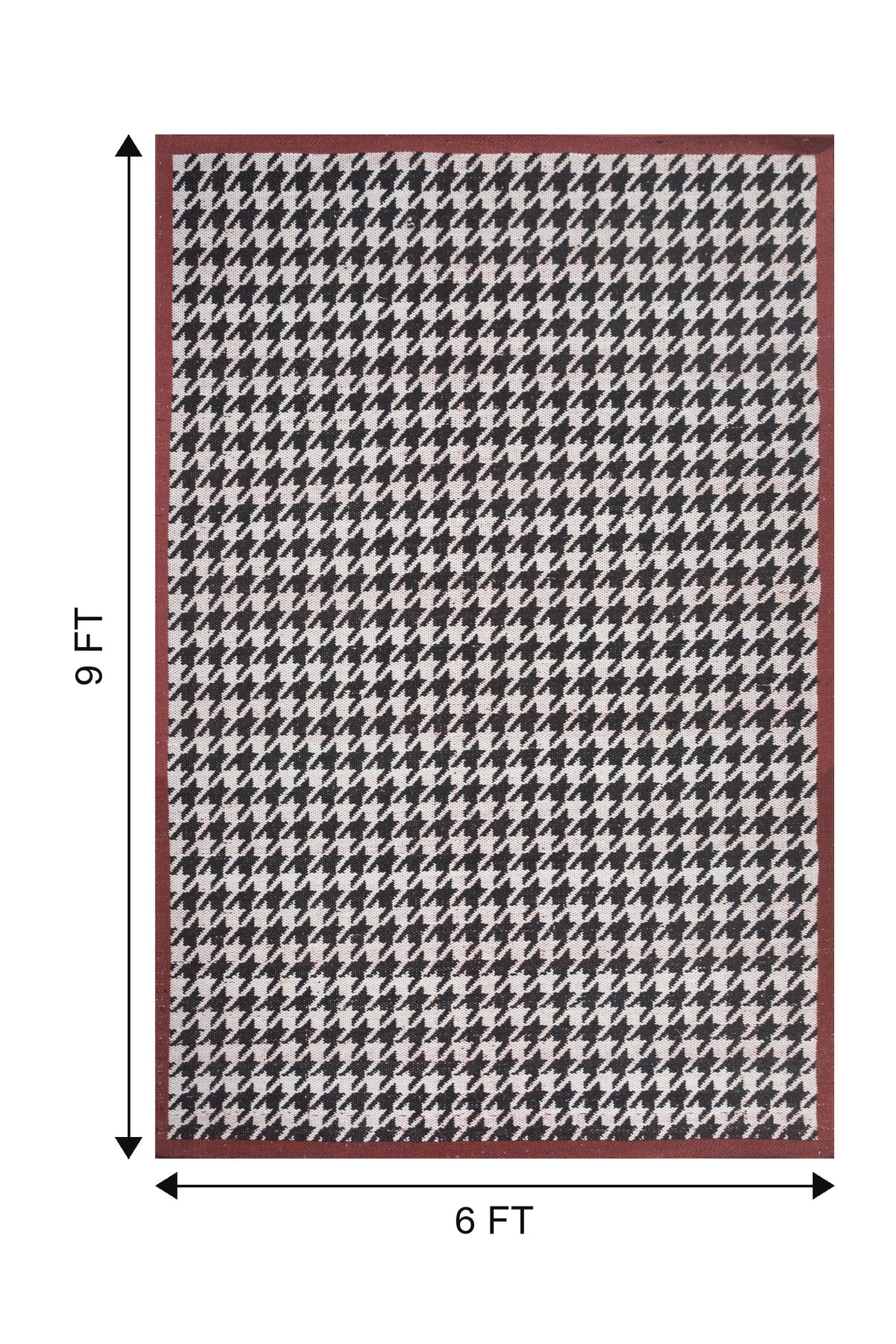 Jaipur Rugs Soft Houndstooth 6X9 Feet Rug| Ebony & Undyed White Hand Knotted Dhurrie Carpet For Living Room