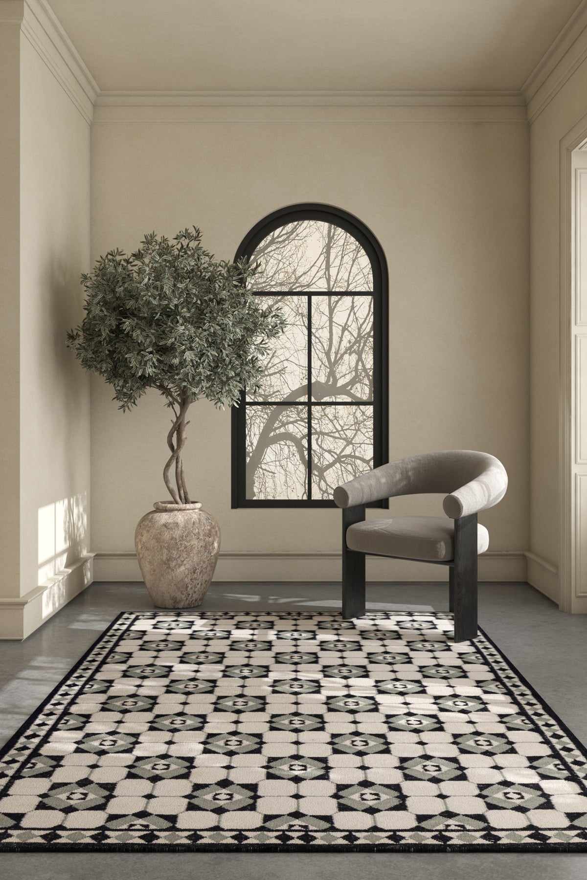 Jaipur Rugs Soft Geomatric 6X9 Feet Rug| Dark Ivory & Ebony Hand Knotted Dhurrie Carpet For Living Room