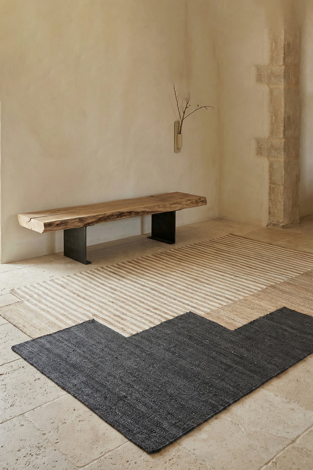 Jaipur Rugs Soft Geometric 6X9 Feet Rug| Light Camel & Cloud White Hand Knotted Dhurrie Carpet For Living Room