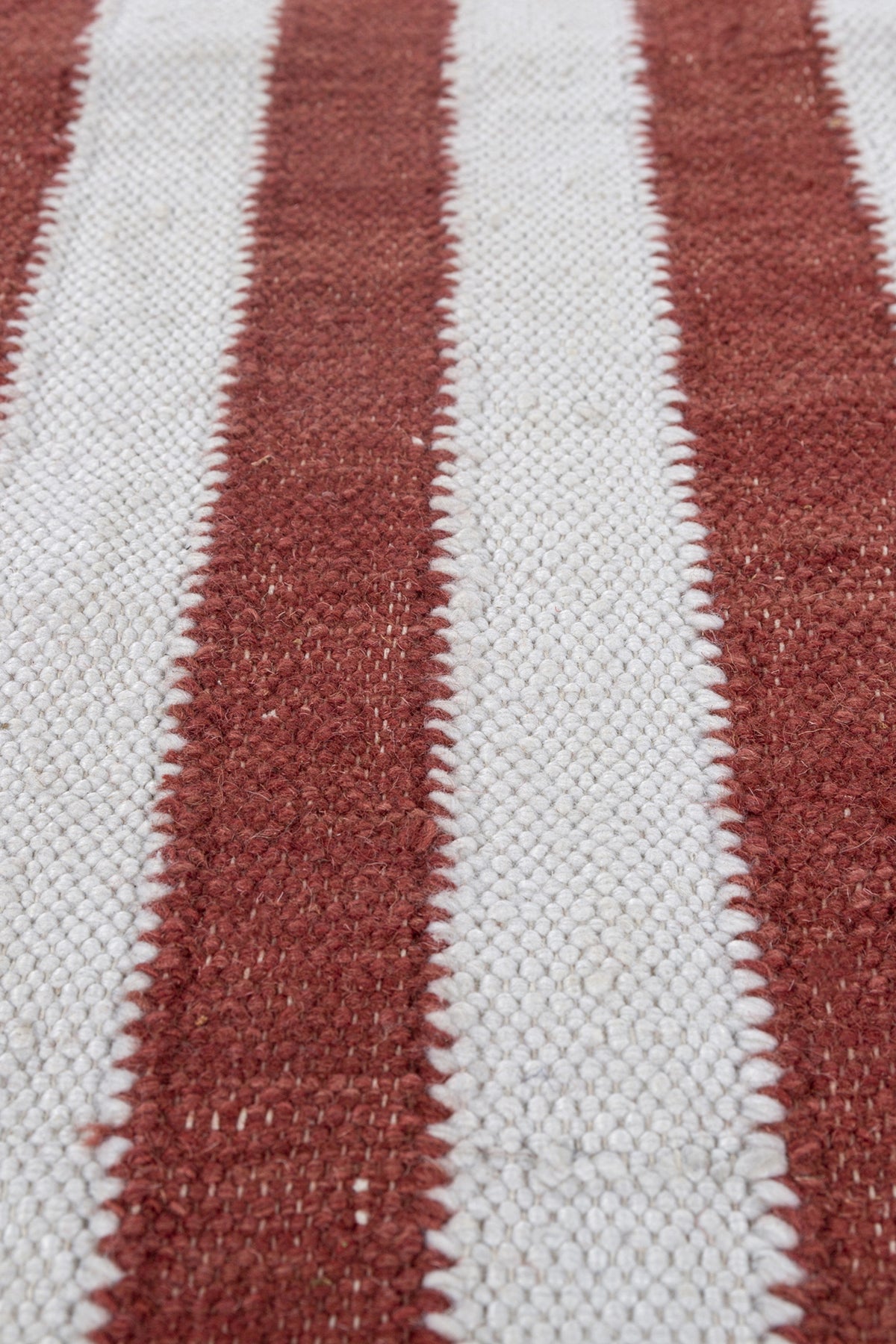 Jaipur Rugs Soft Striped 6X9 Feet Rug| Undyed White & Tabasco Hand Knotted Dhurrie Carpet For Living Room