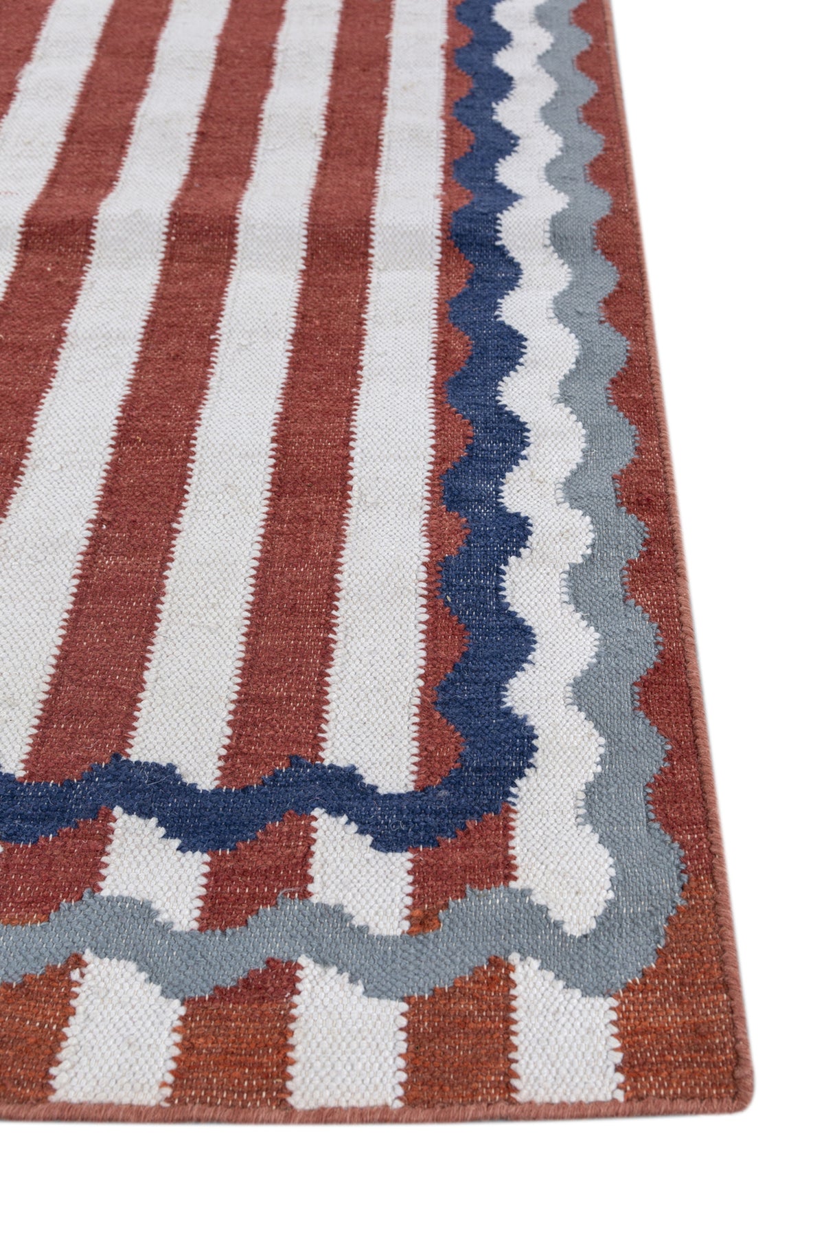 Jaipur Rugs Soft Striped 6X9 Feet Rug| Undyed White & Tabasco Hand Knotted Dhurrie Carpet For Living Room