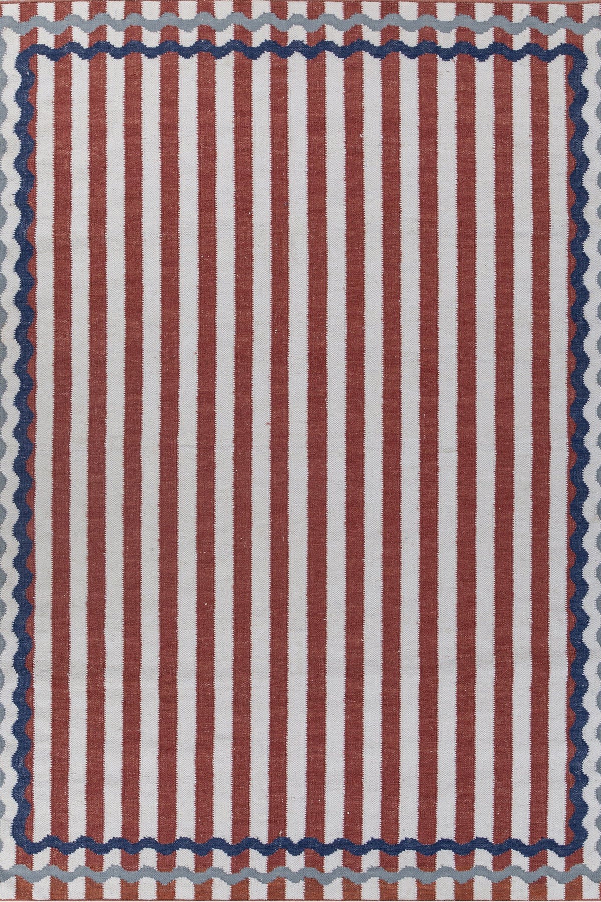 Jaipur Rugs Soft Striped 6X9 Feet Rug| Undyed White & Tabasco Hand Knotted Dhurrie Carpet For Living Room