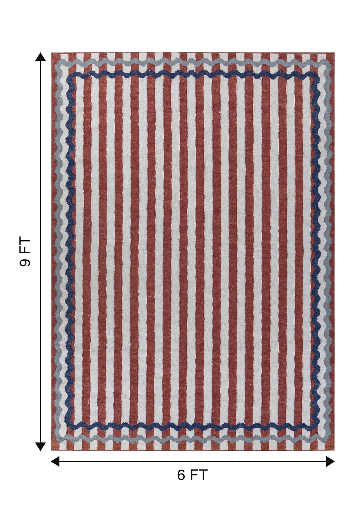 Jaipur Rugs Soft Striped 6X9 Feet Rug| Undyed White & Tabasco Hand Knotted Dhurrie Carpet For Living Room