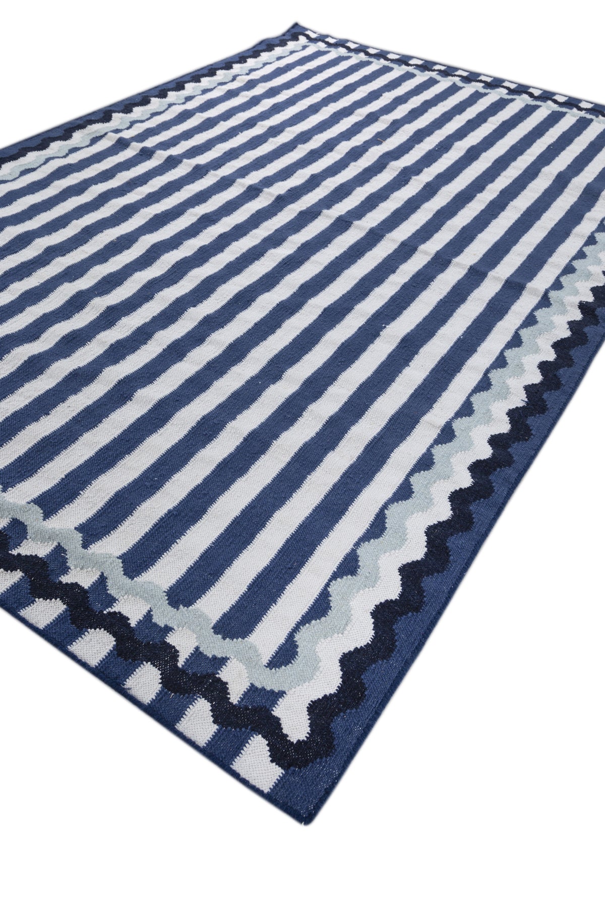 Jaipur Rugs Soft Striped 6X9 Feet Rug| Undyed White & Beige Hand Knotted Dhurrie Carpet For Living Room