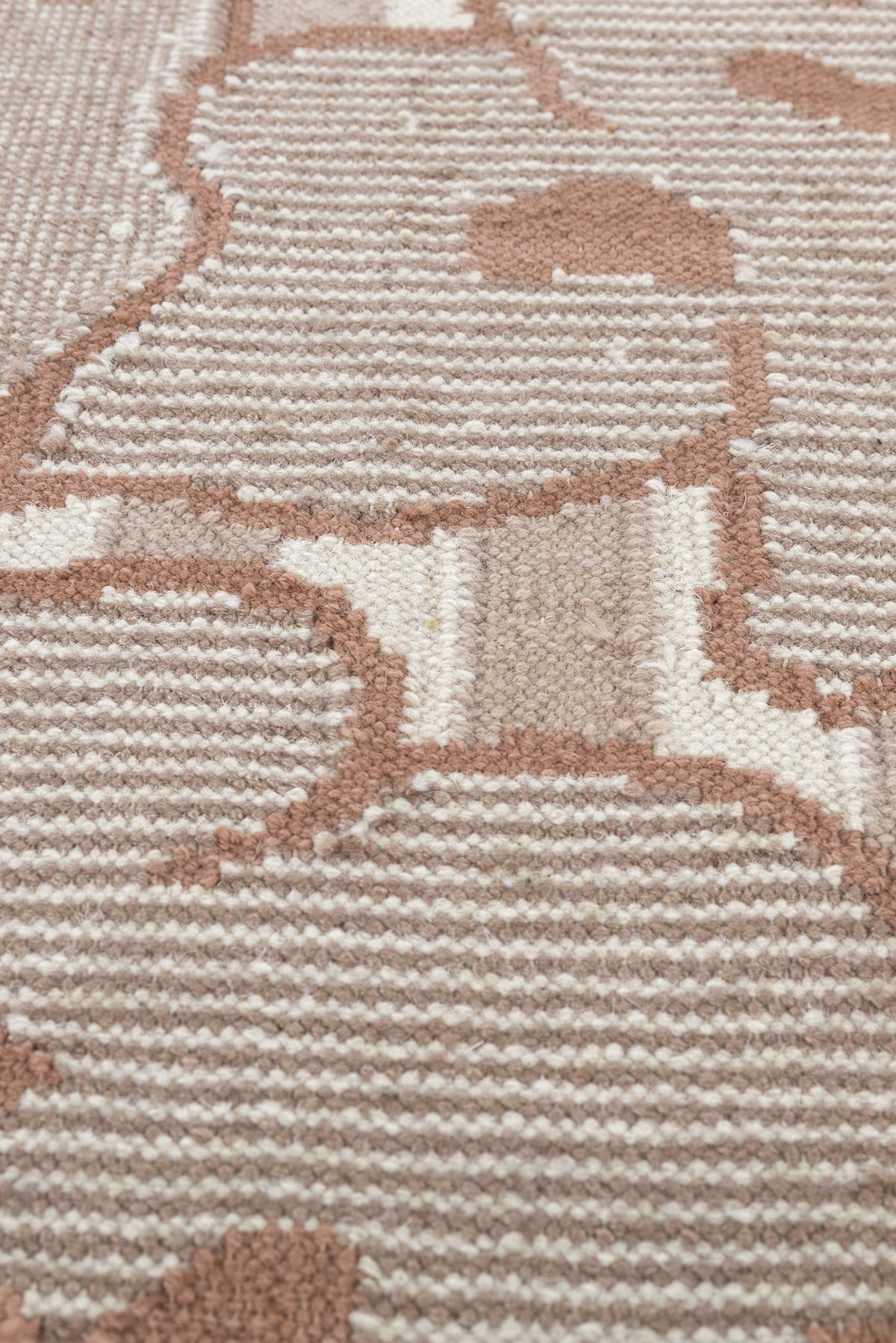Jaipur Rugs Soft Floral Striped 6X9 Feet Rug| Undyed White & Dark Taupe Hand Knotted Dhurrie Carpet For Living Room