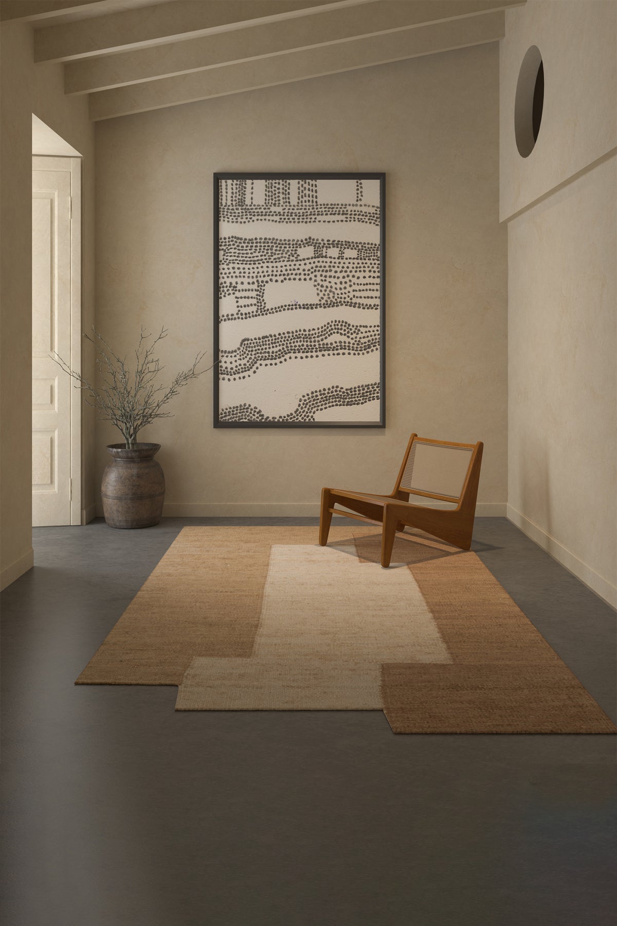 Jaipur Rugs Soft Geometric 5X8 Feet Rug| Peach & Mocha Hand Knotted Dhurrie Carpet For Living Room