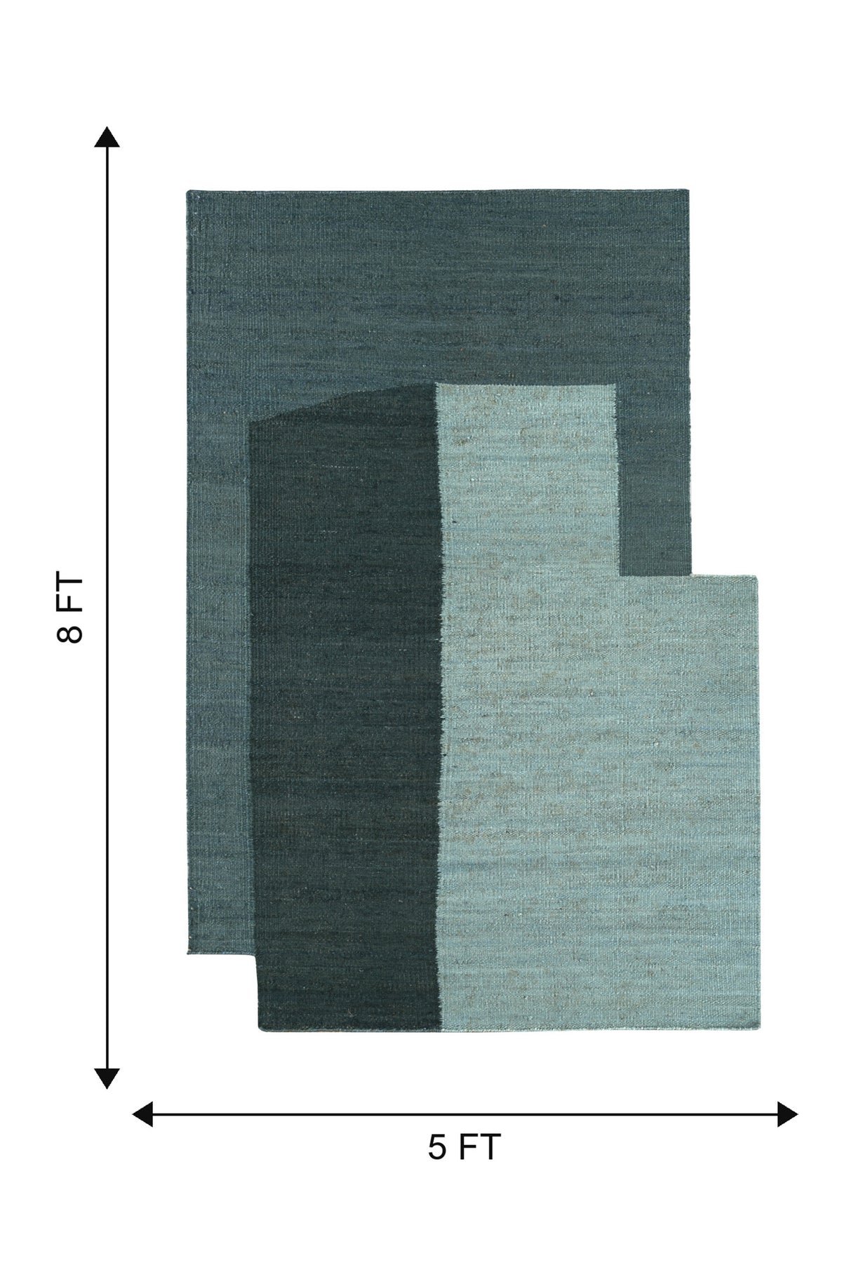 Jaipur Rugs Soft Geometric 5X8 Feet Rug| Light Turquoise & Green Blue Slate Hand Knotted Dhurrie Carpet For Living Room