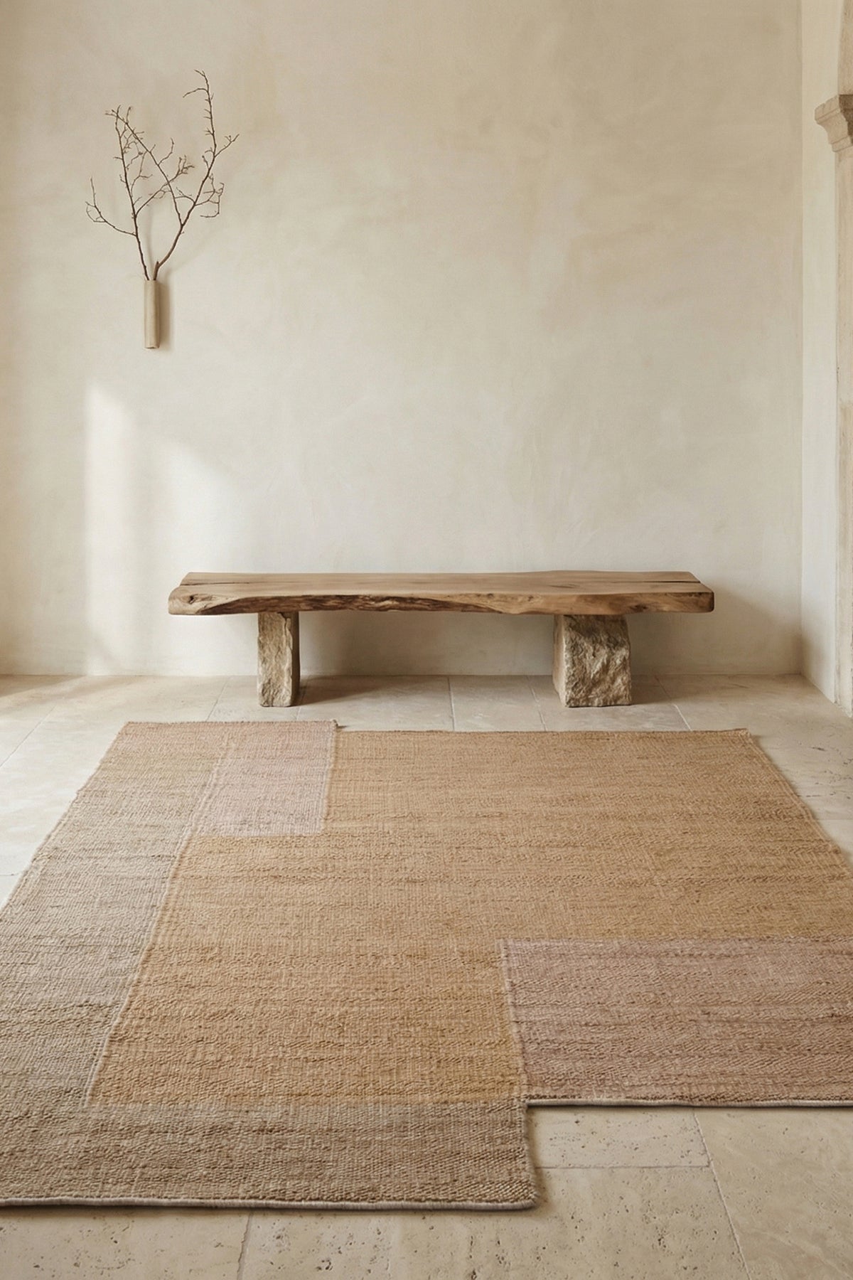Jaipur Rugs Soft Geometric 5X8 Feet Rug| Oatmeal & Medium Brown Hand Knotted Dhurrie Carpet For Living Room