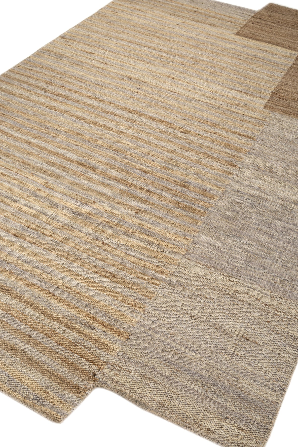 Jaipur Rugs Soft Geometric 6X9 Feet Rug| Silver Mink & Oatmeal Hand Knotted Dhurrie Carpet For Living Room