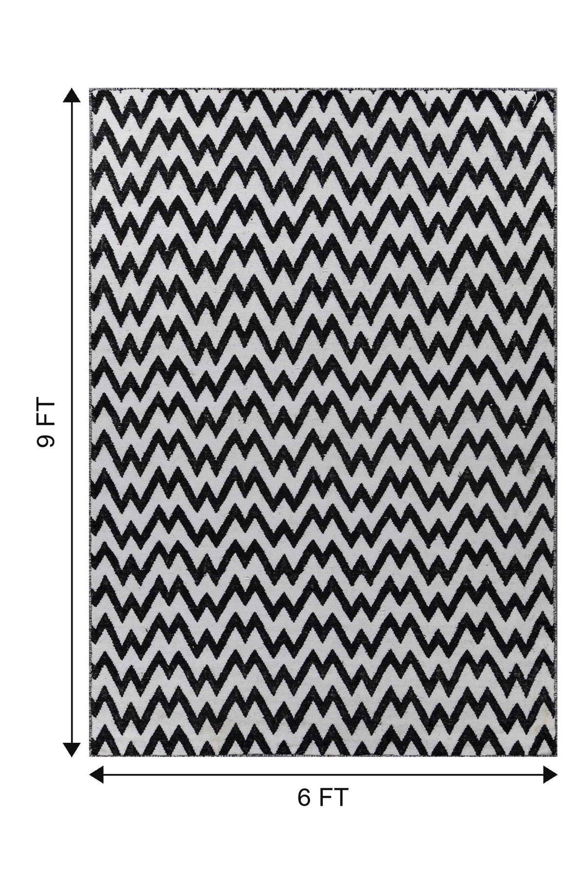 Jaipur Rugs Soft Chevron 6X9 Feet Rug| Ebony & Undyed White Hand Knotted Dhurrie Carpet For Living Room