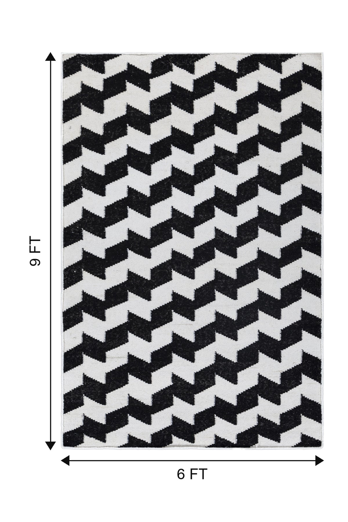 Jaipur Rugs Soft Geometric 6X9 Feet Rug| Ebony & Undyed White Hand Knotted Dhurrie Carpet For Living Room