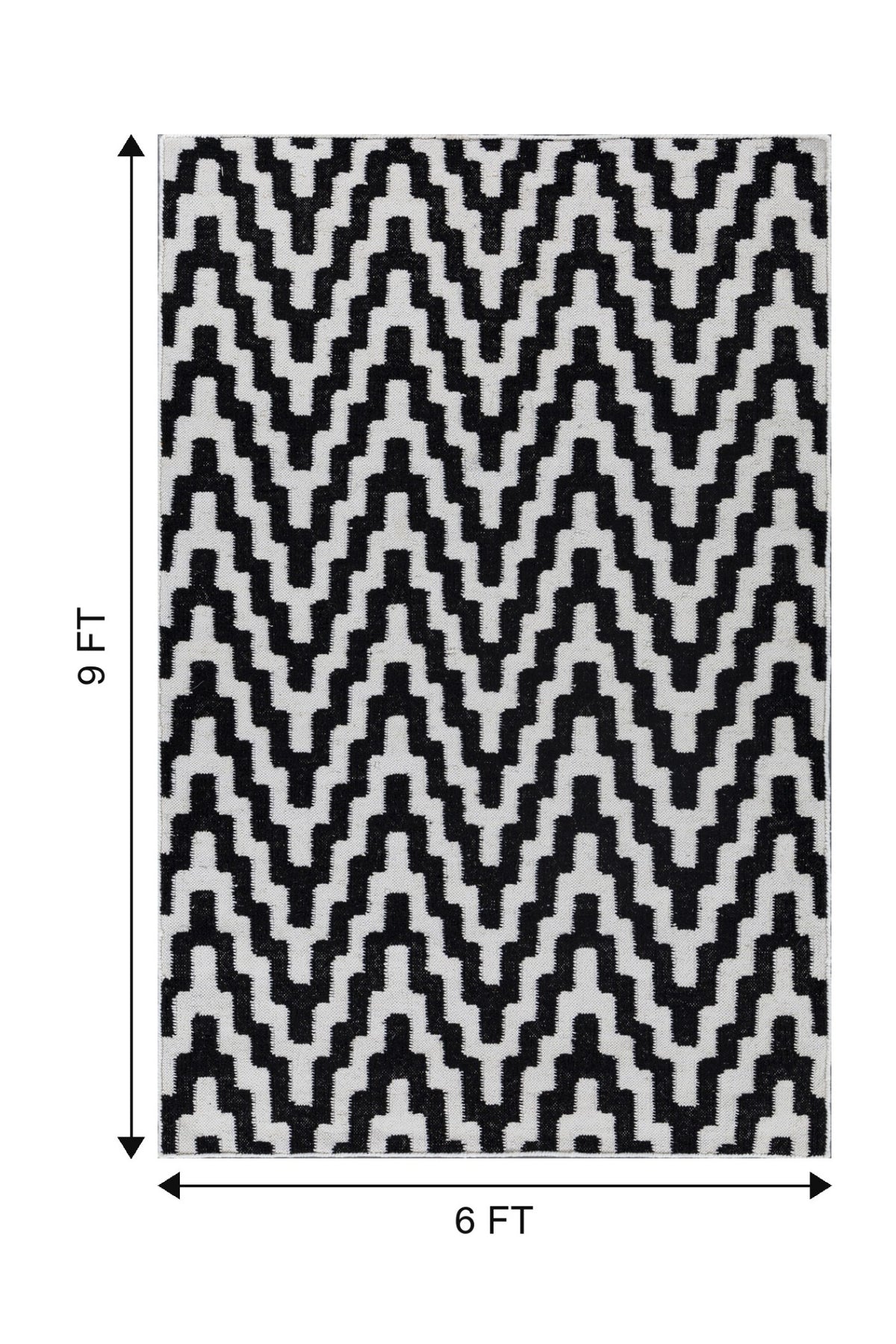 Jaipur Rugs Soft Chevron 6X9 Feet Rug| Ebony & Undyed White Hand Knotted Dhurrie Carpet For Living Room