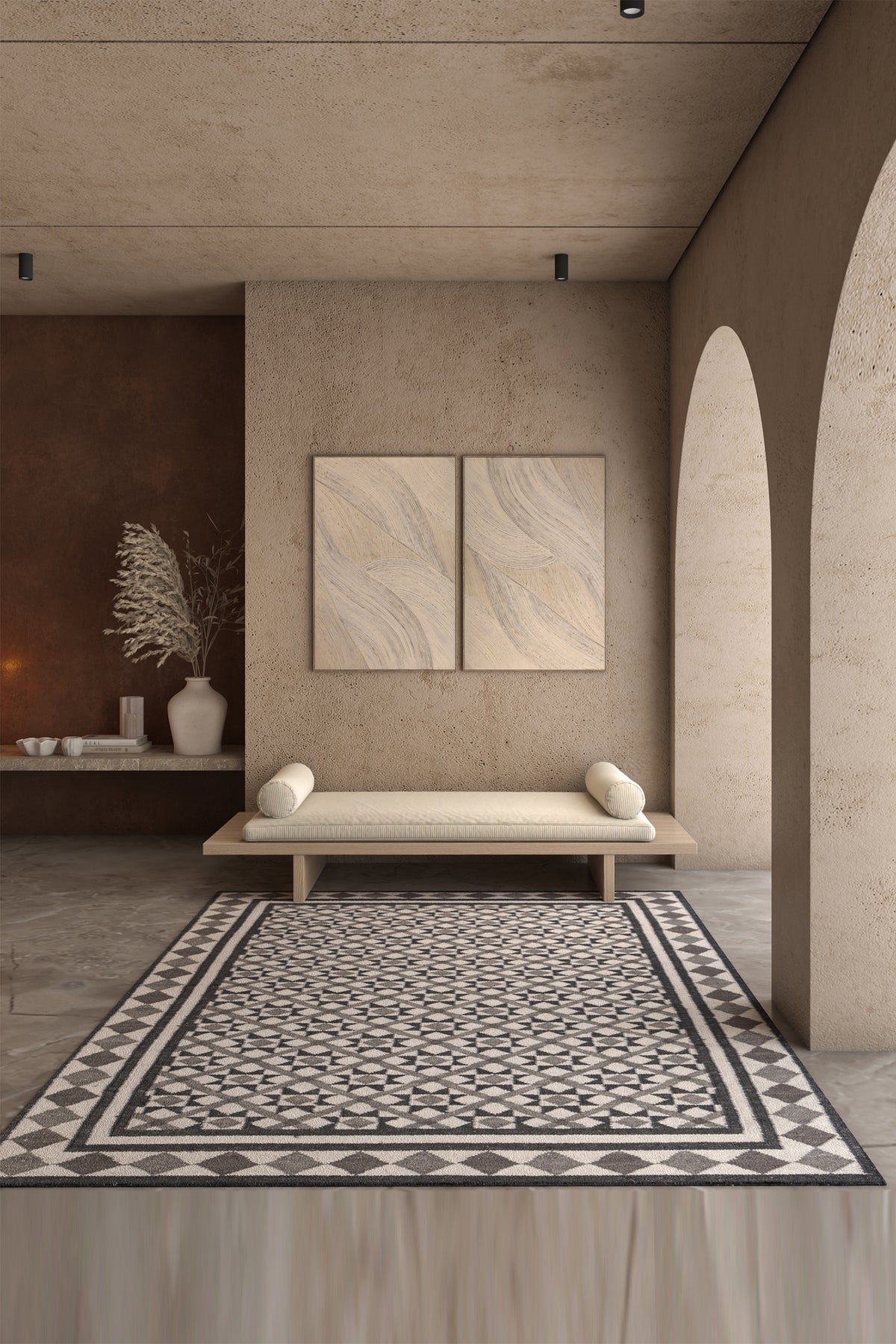 Jaipur Rugs Soft Trellis 5X8 Feet Rug| White & Black Olive Hand Knotted Dhurrie Carpet For Living Room