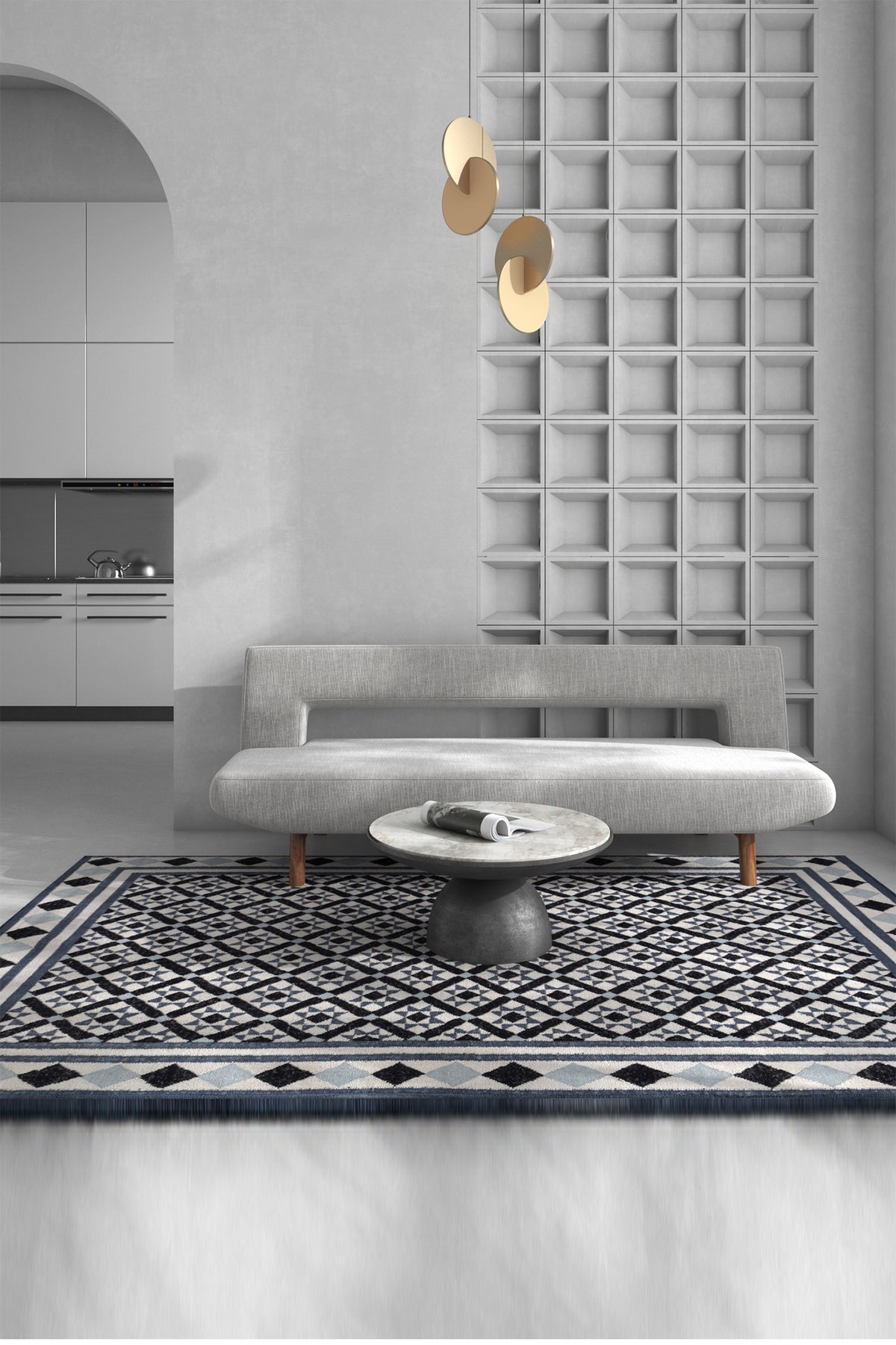 Jaipur Rugs Soft Trellis 6X9 Feet Rug| White & Indigo Blue Hand Knotted Dhurrie Carpet For Living Room
