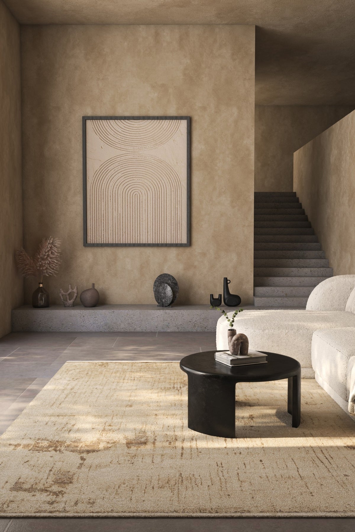 Jaipur Rugs Soft Abstract 5X8 Feet Rug| Beige trace Hand Knotted Rug Carpet For Living Room