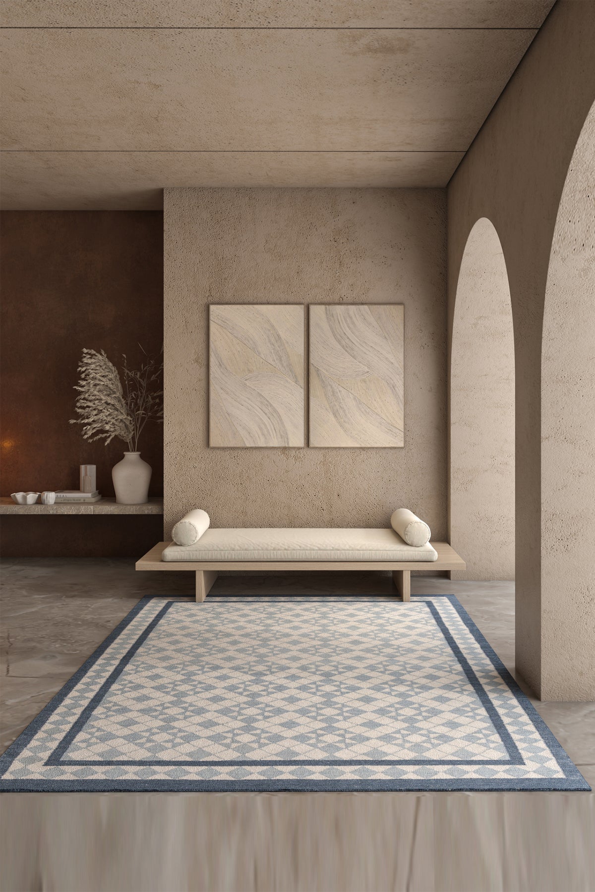 Jaipur Rugs Soft Geometric Lattice 6X9 Feet Rug| White & Milky Blue Hand Knotted Dhurrie Carpet For Living Room
