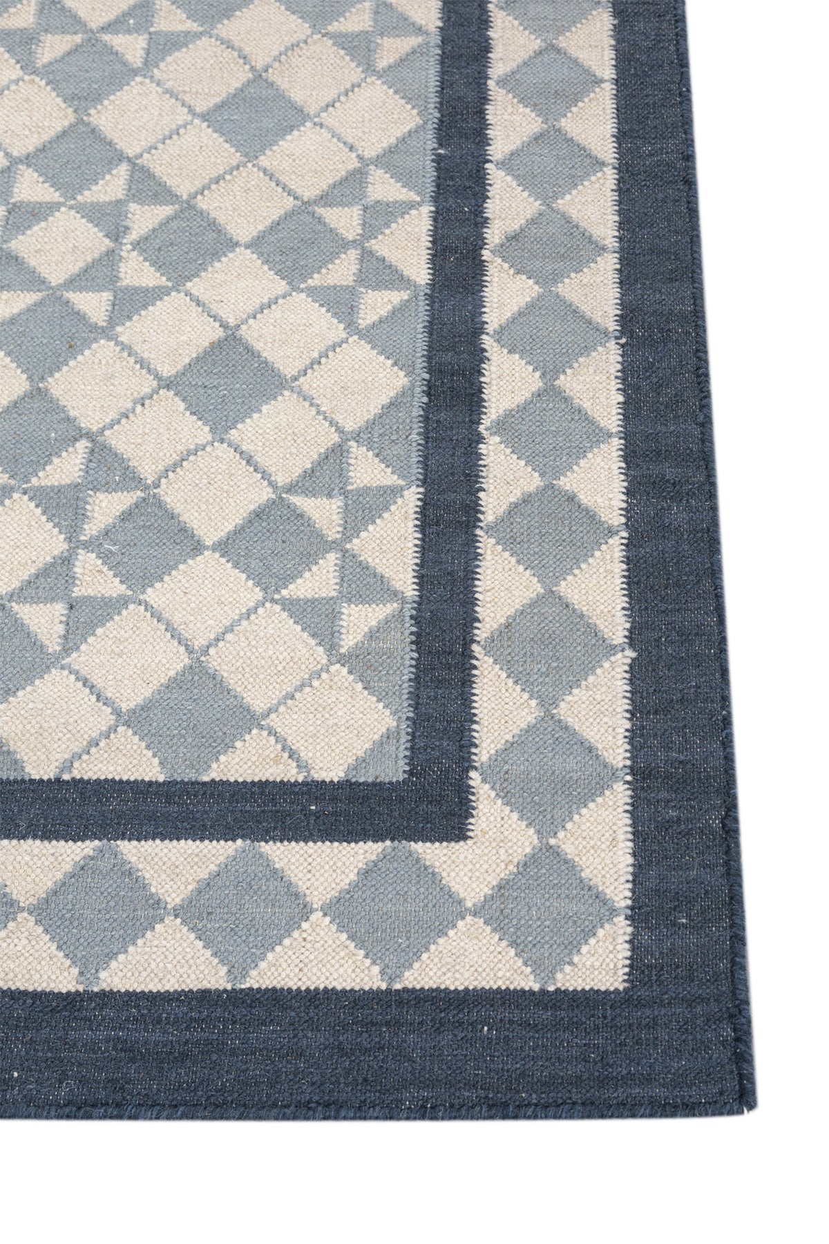 Jaipur Rugs Soft Geometric Lattice 6X9 Feet Rug| White & Milky Blue Hand Knotted Dhurrie Carpet For Living Room