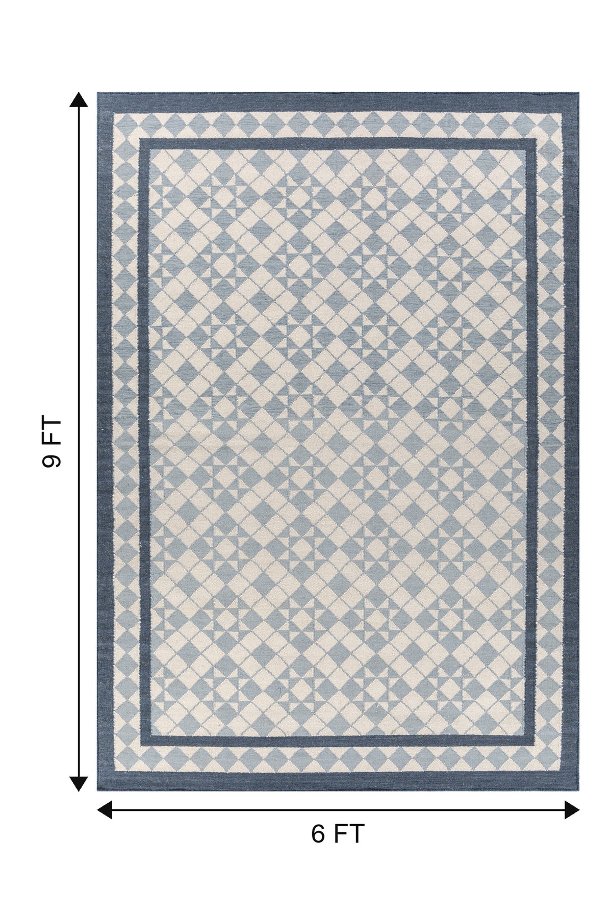 Jaipur Rugs Soft Geometric Lattice 6X9 Feet Rug| White & Milky Blue Hand Knotted Dhurrie Carpet For Living Room