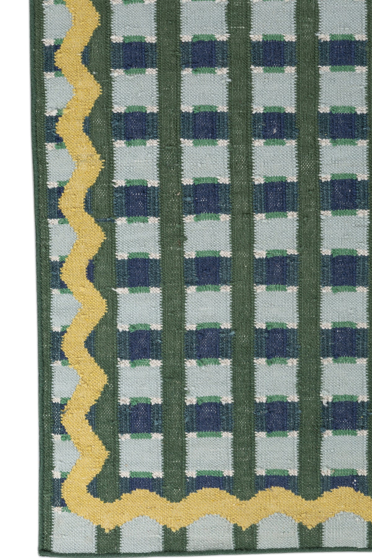 Jaipur Rugs Soft Checkered Damier 6X9 Feet Rug| Pine Needle & Angel Blue Hand Knotted Dhurrie Carpet For Living Room