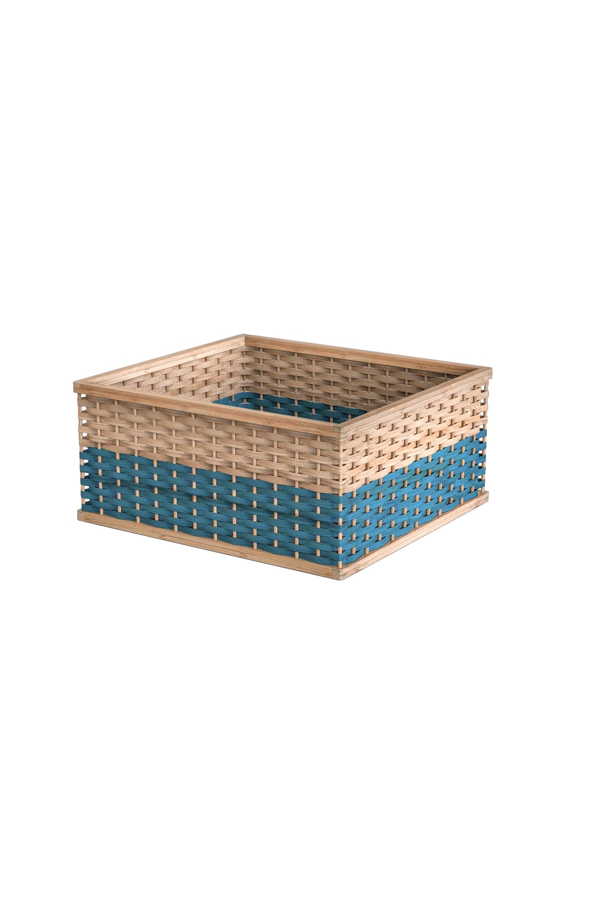 Mianzi Stackable Bamboo Blue Basket