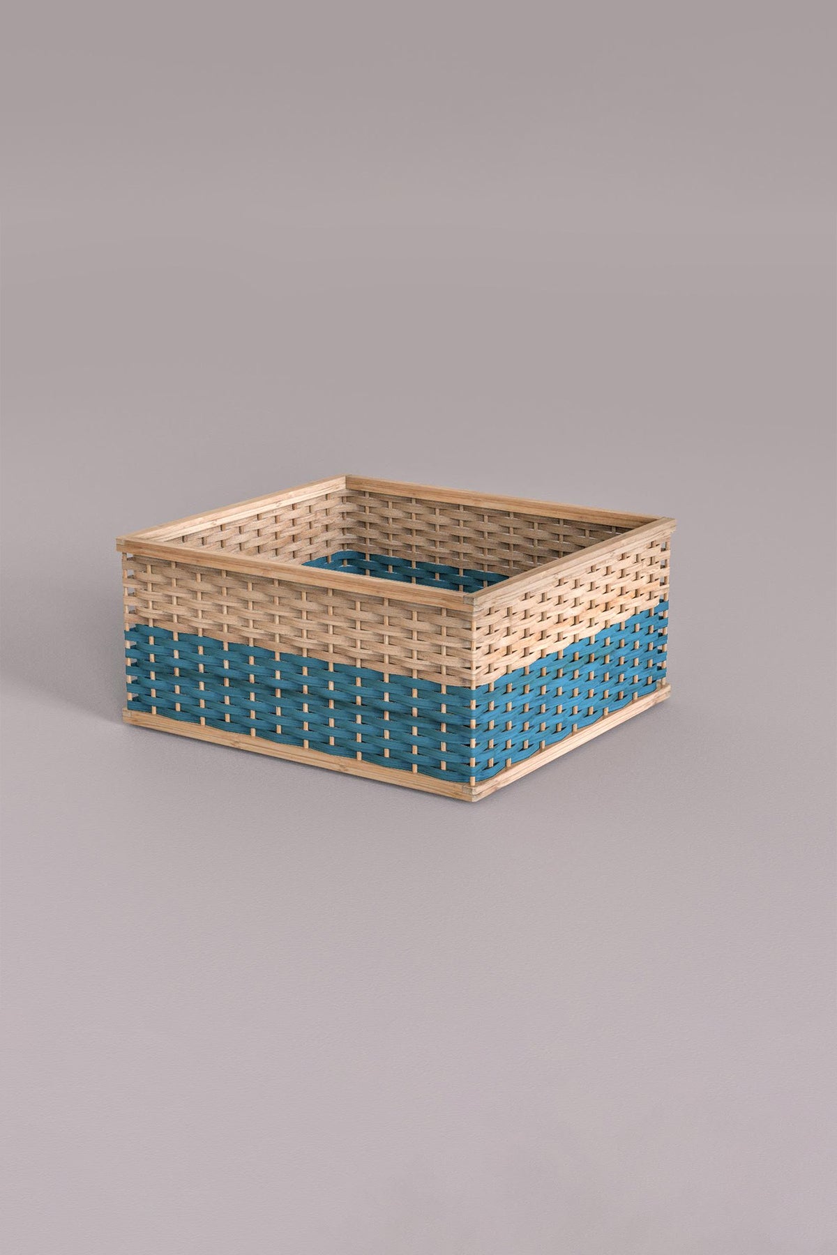 Mianzi Stackable Bamboo Blue Basket
