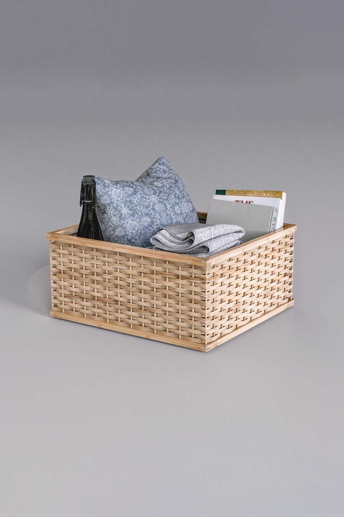 Mianzi Stackable Bamboo Blue Basket