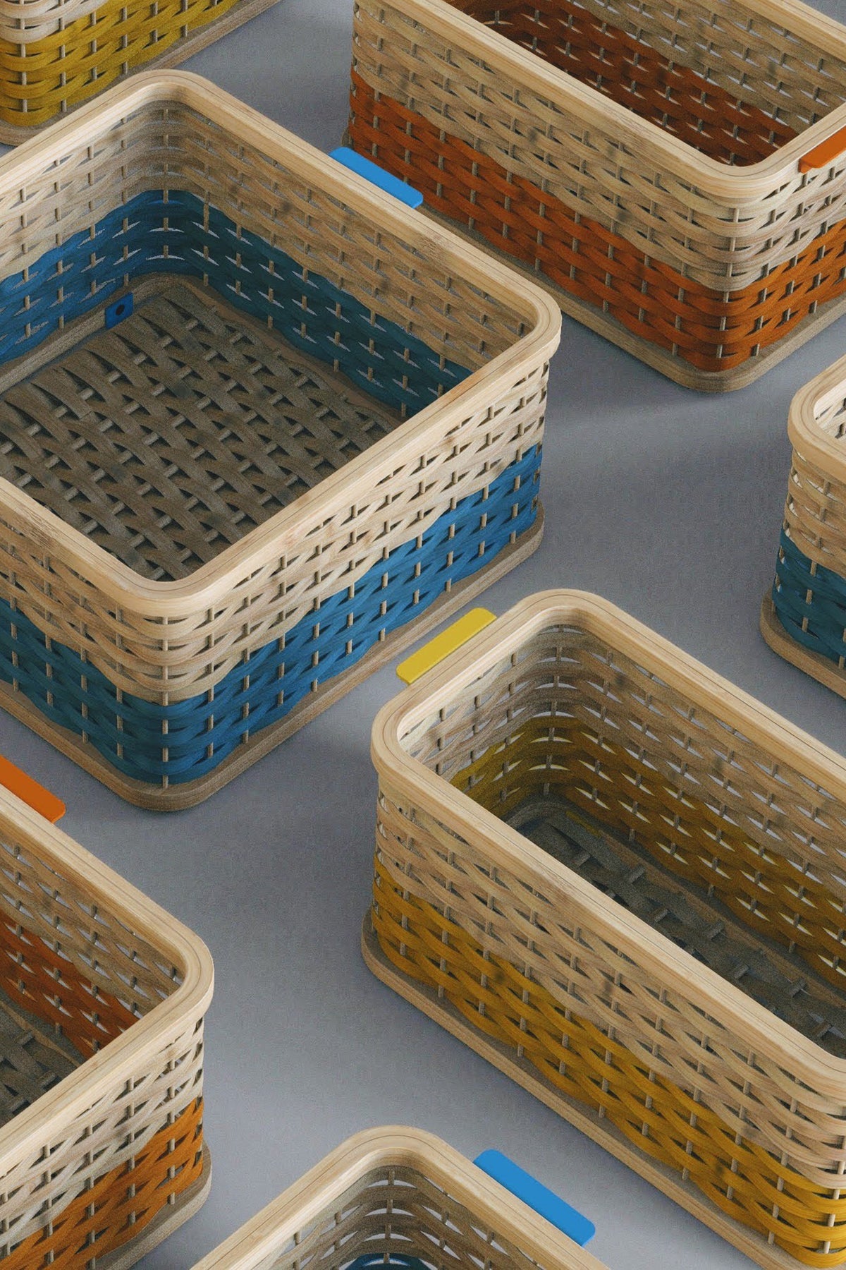 Mianzi Squircle Bamboo Blue Basket