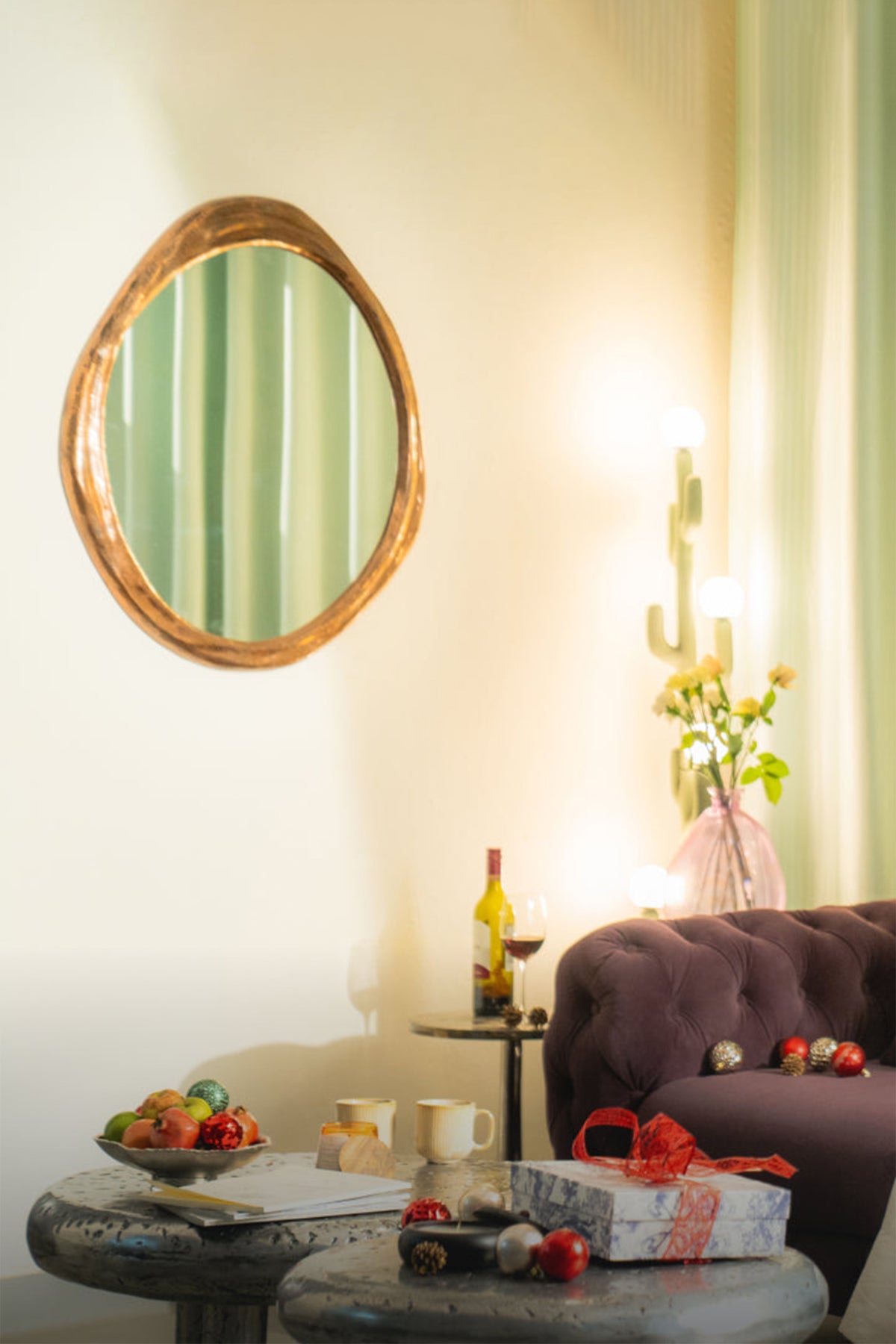 Rizzo Glass Brass Mirror