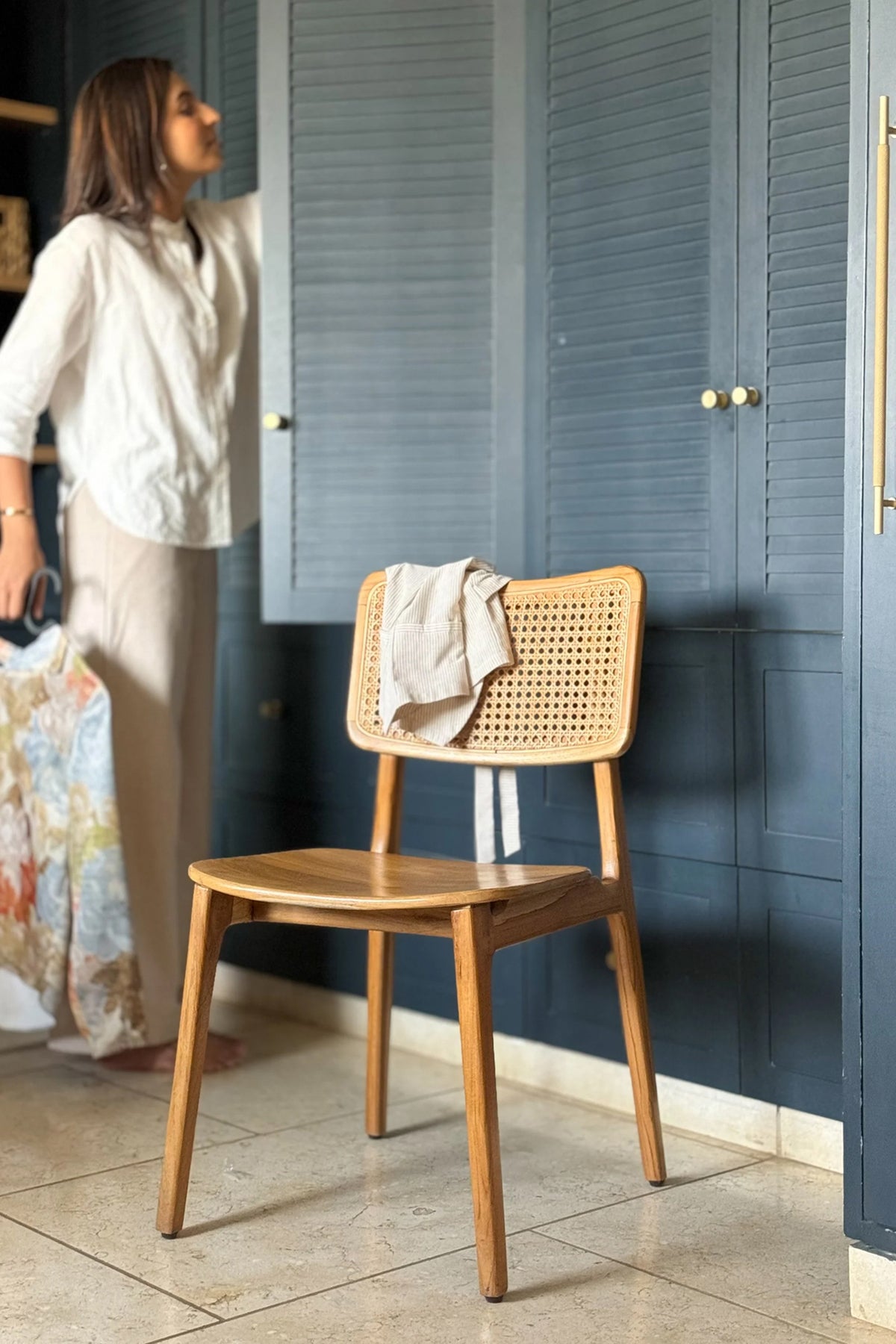Trevor Reclaimed Teakwood & Rattan Natural Dining Chair