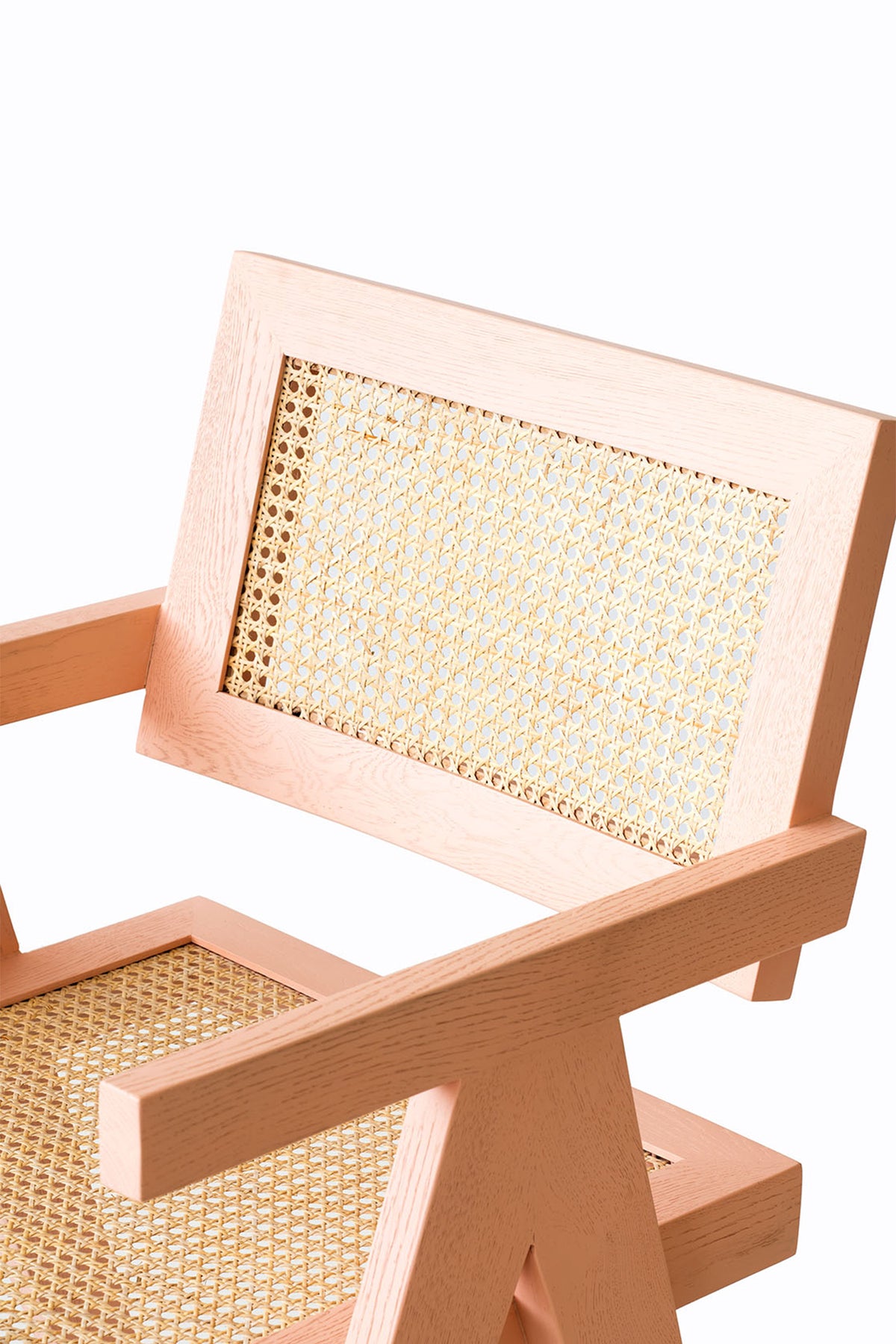 Chandigarh White Oak wood Pink Chair - Pastel