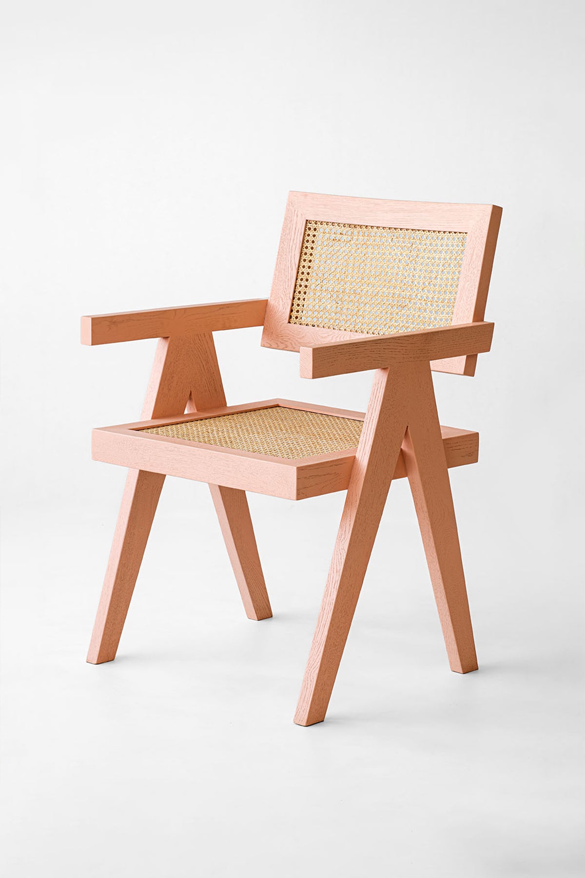 Chandigarh White Oak wood Pink Chair - Pastel