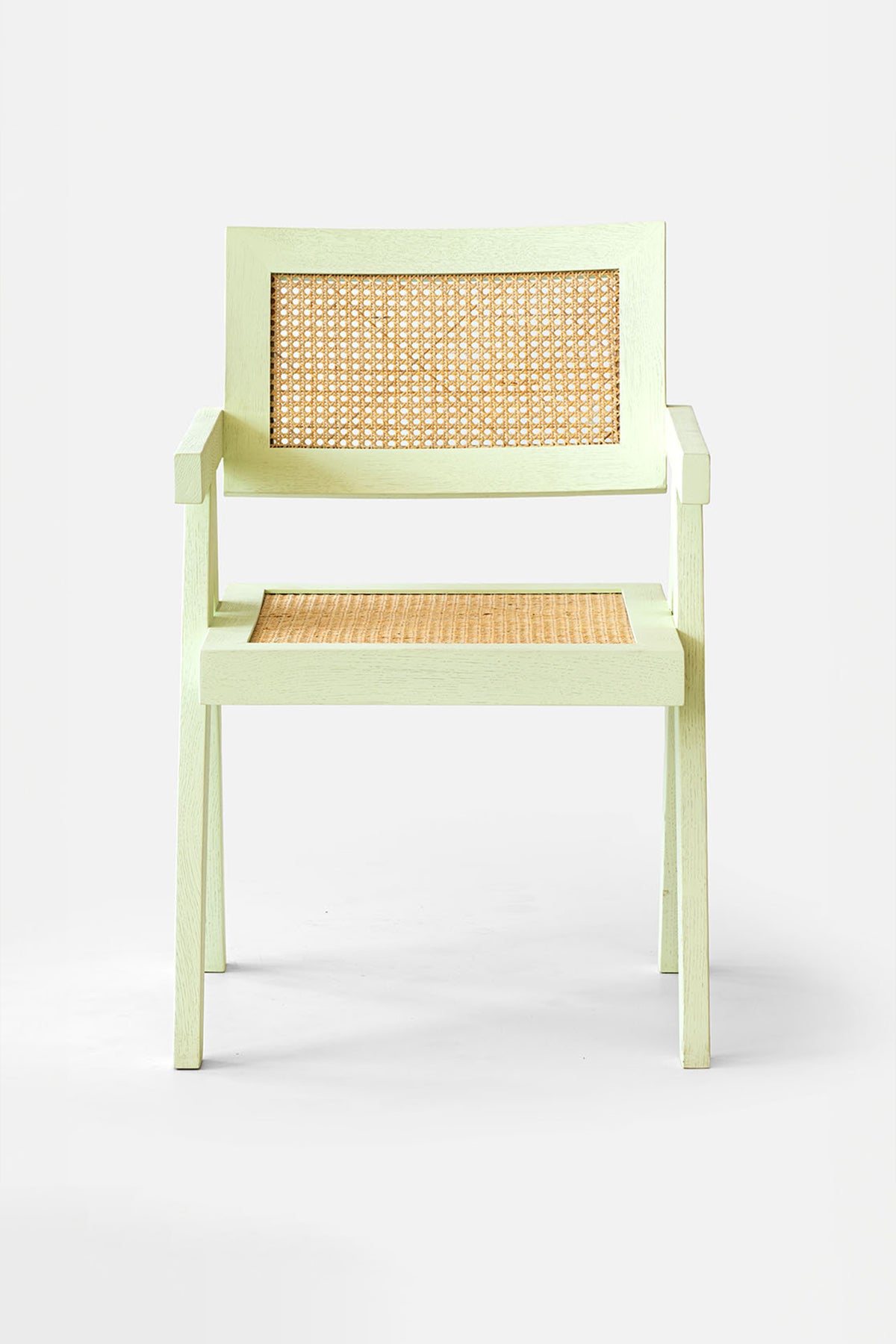 Chandigarh White Oak wood Green Chair - Pastel
