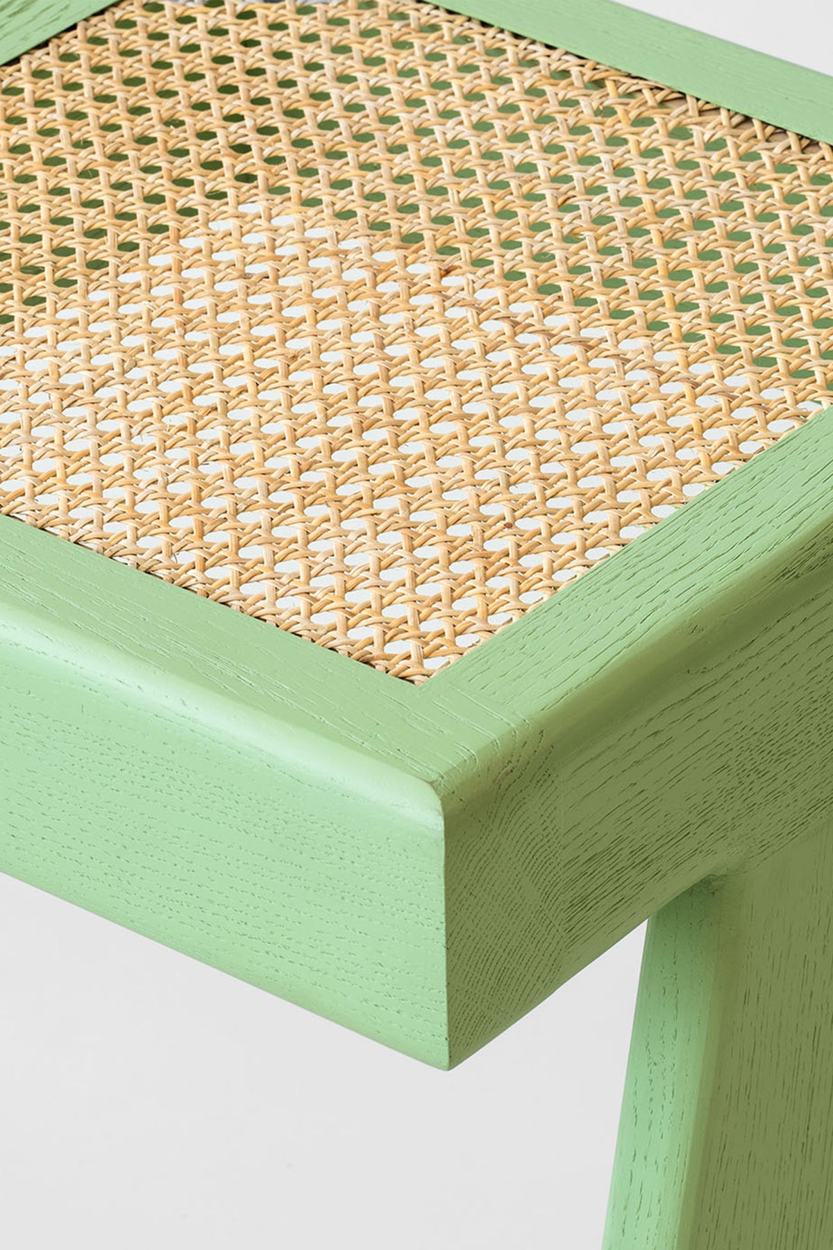 Chandigarh Three Seater White Oak wood Green Bench - Pastel