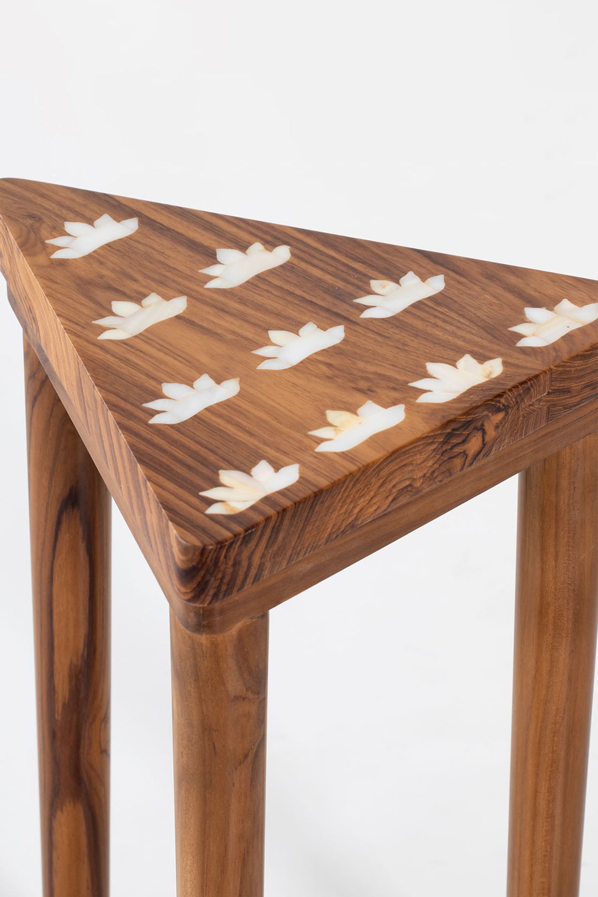 Inlay Nesting CP Teak Wood Brown Tables Set Of 3