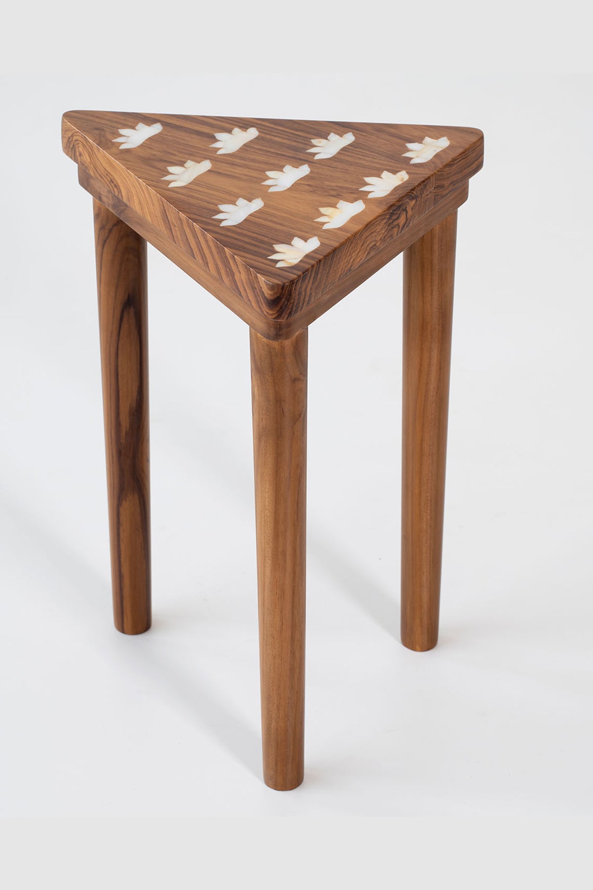Inlay Nesting CP Teak Wood Brown Tables Set Of 3