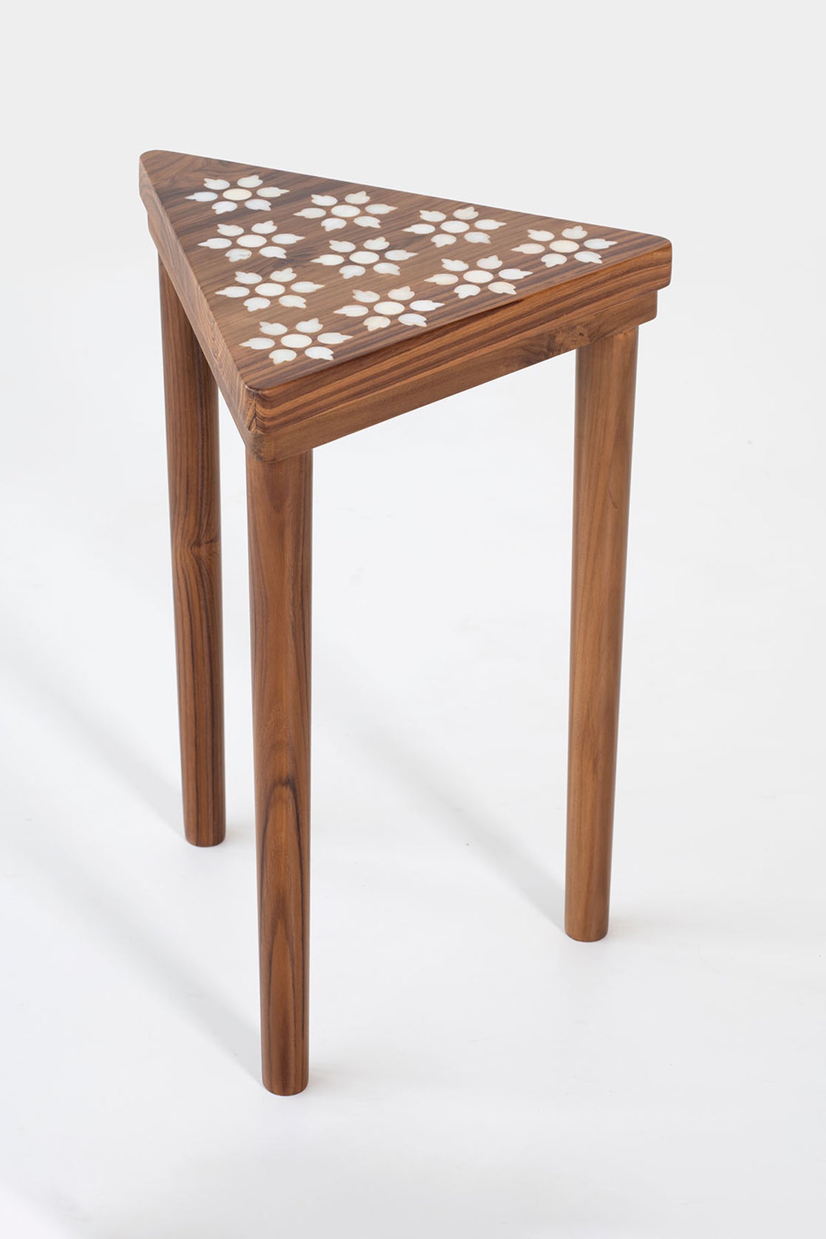 Inlay Nesting CP Teak Wood Brown Tables Set Of 3