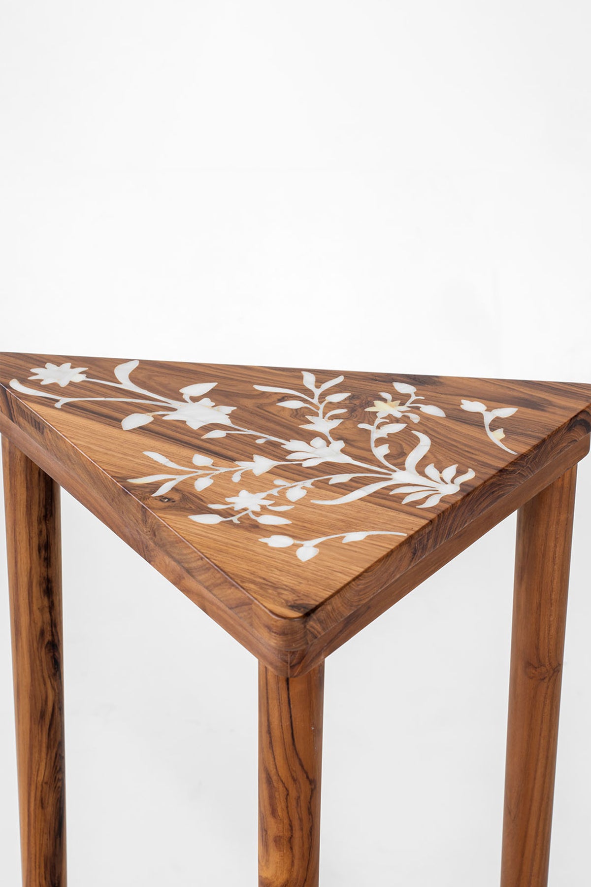 Inlay Nesting CP Teak Wood Brown Tables Set Of 3