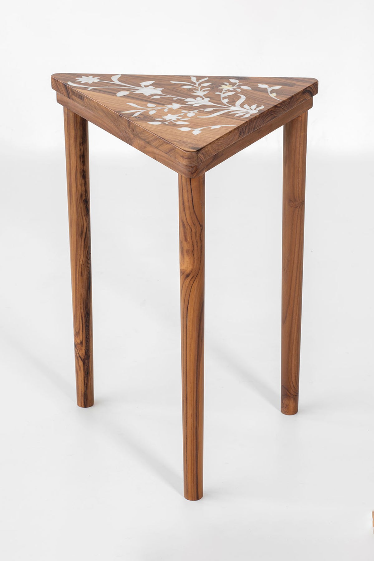 Inlay Nesting CP Teak Wood Brown Tables Set Of 3