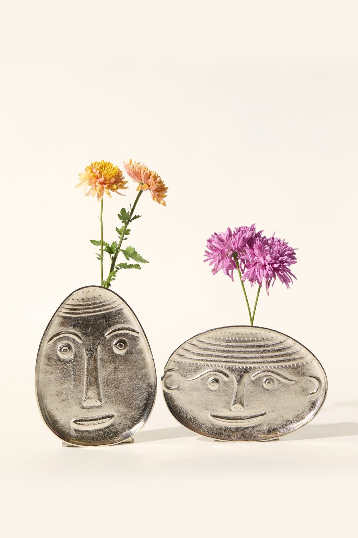 Happy Faces Aluminium Silver Vase