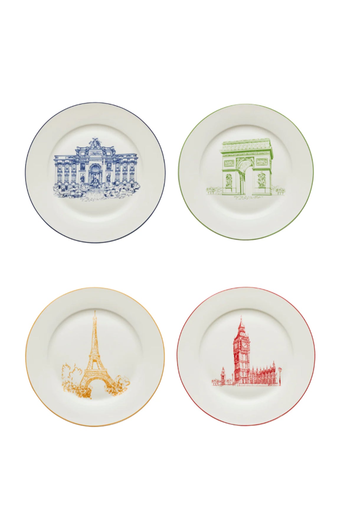 Wandering Heights Dinner Porcelain Multicolour Dinner set Of 4