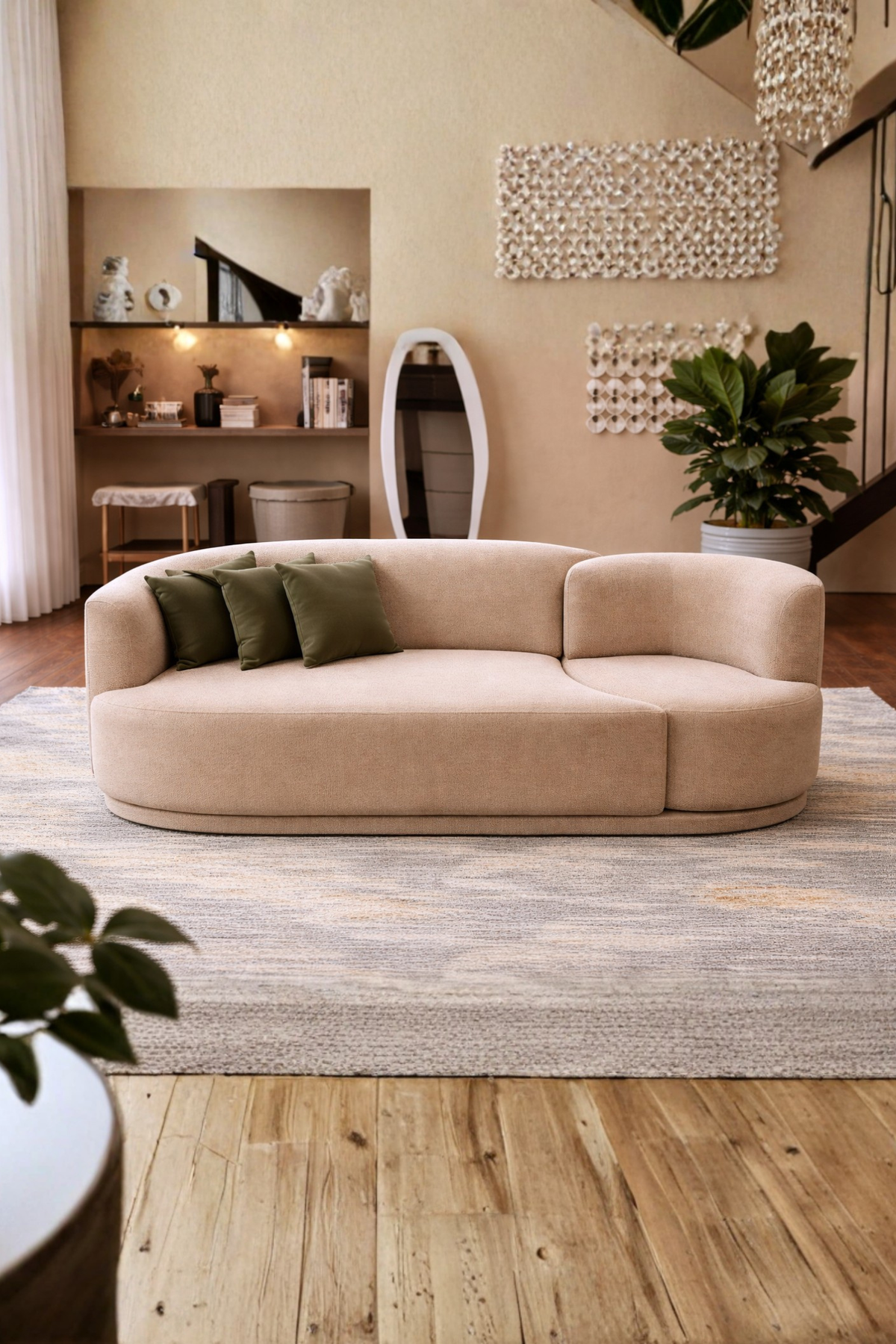 Baloni Pine Wood Off white Sofa