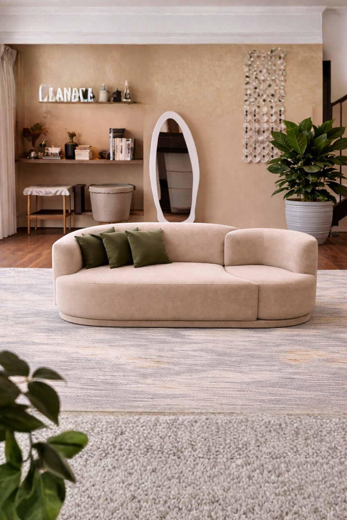 Baloni Pine Wood Off white Sofa