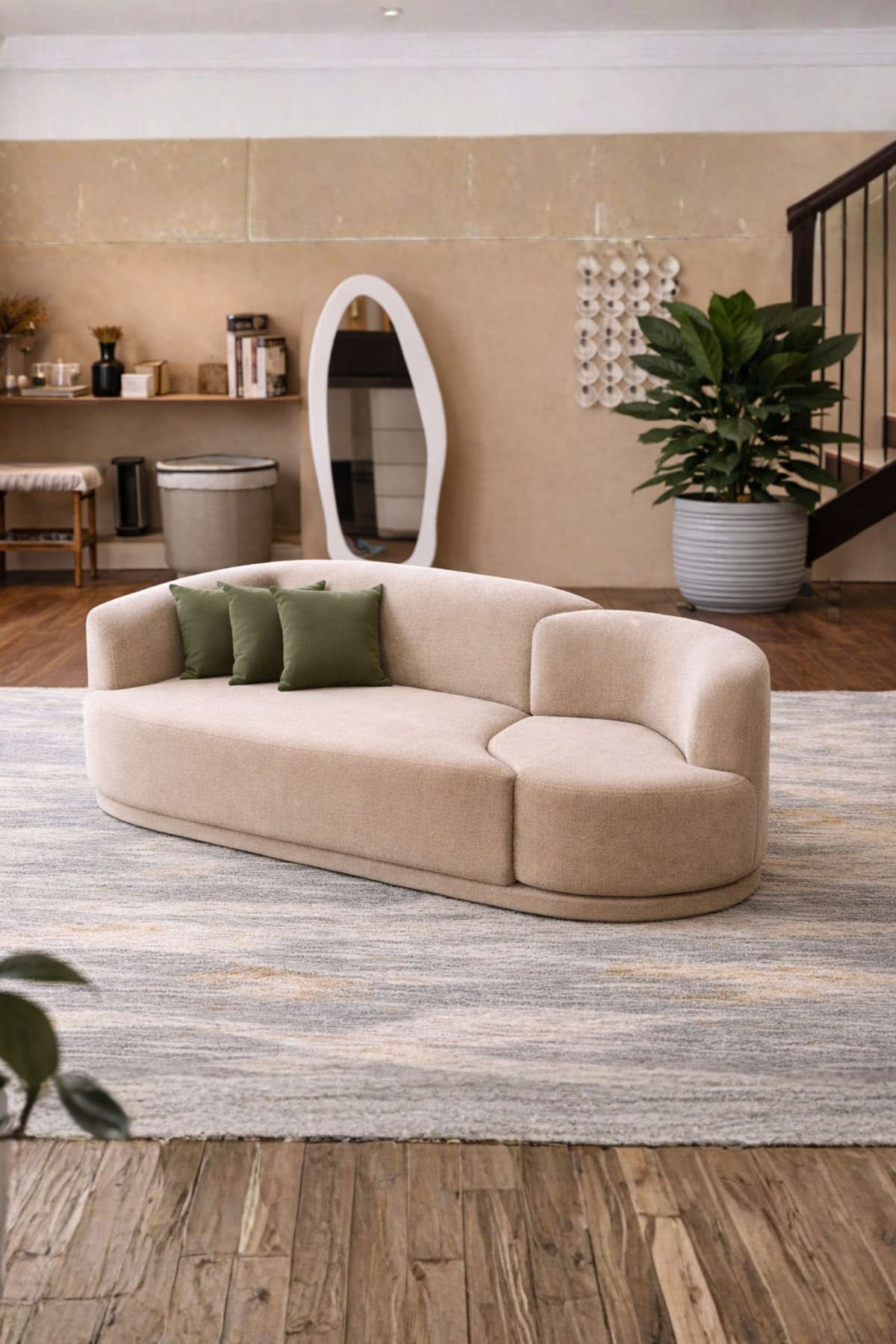 Baloni Pine Wood Off white Sofa
