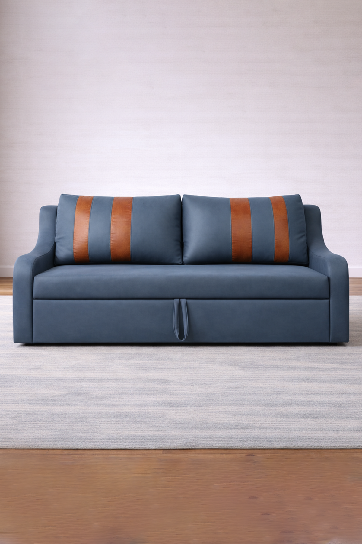 Osla Pine Wood Blue Sofa