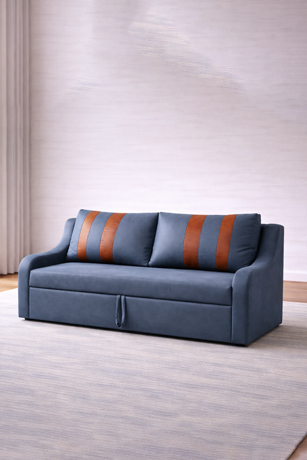 Osla Pine Wood Blue Sofa