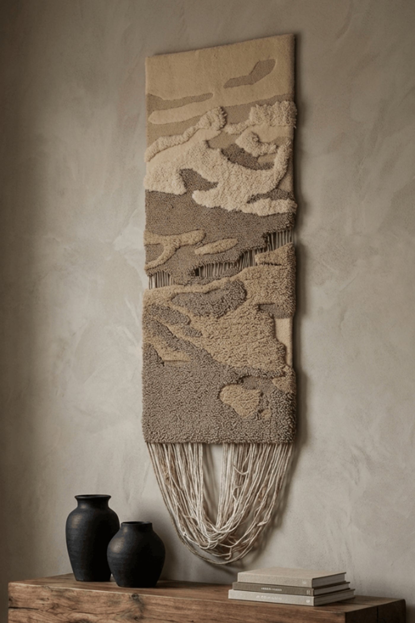 Layered Silence Hand Tufted Wall Rug