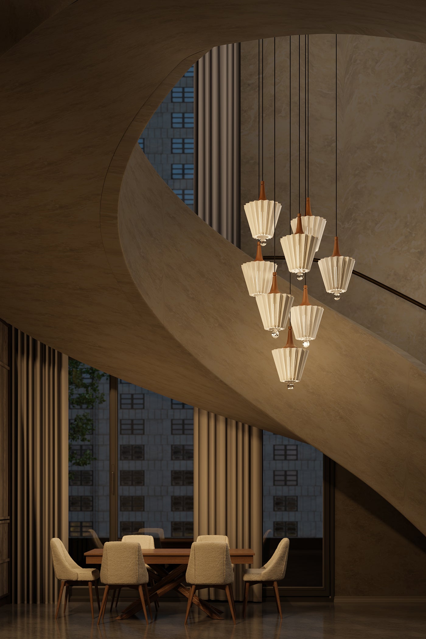 Upside down pendant light