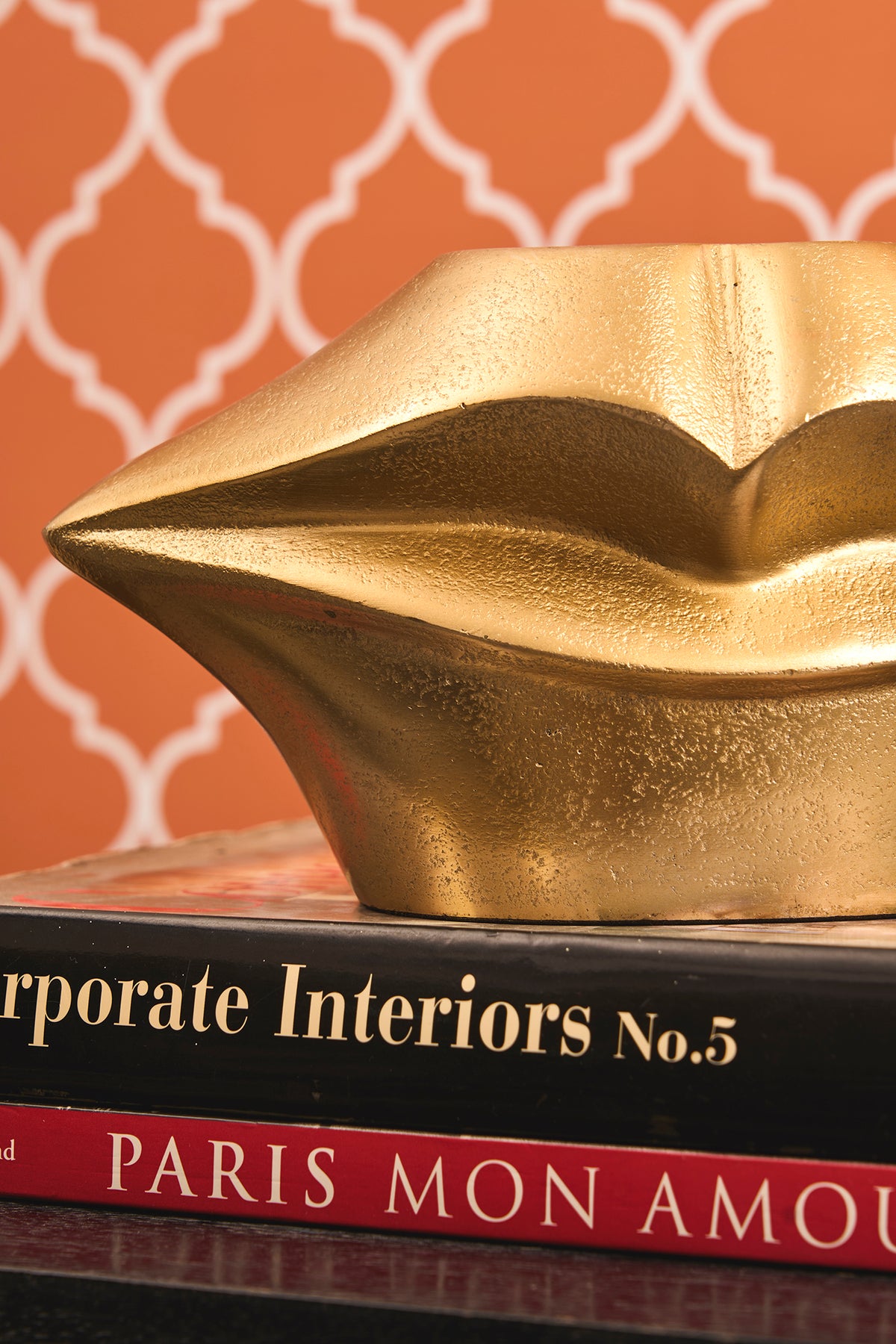 Golden Whisper Lips Ceramic Gold Vase