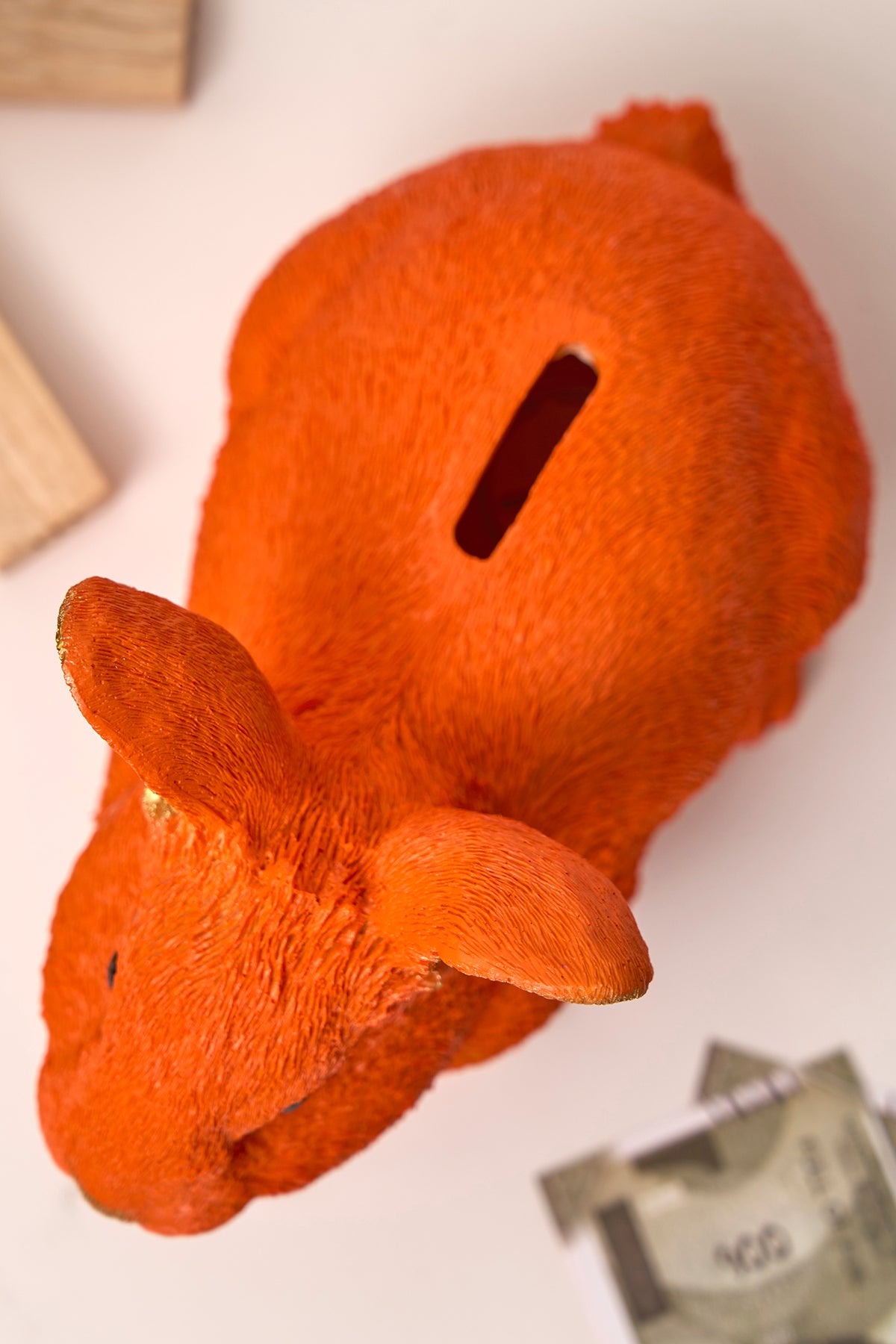 Happy Fortune Resin Orange Piggy Bank